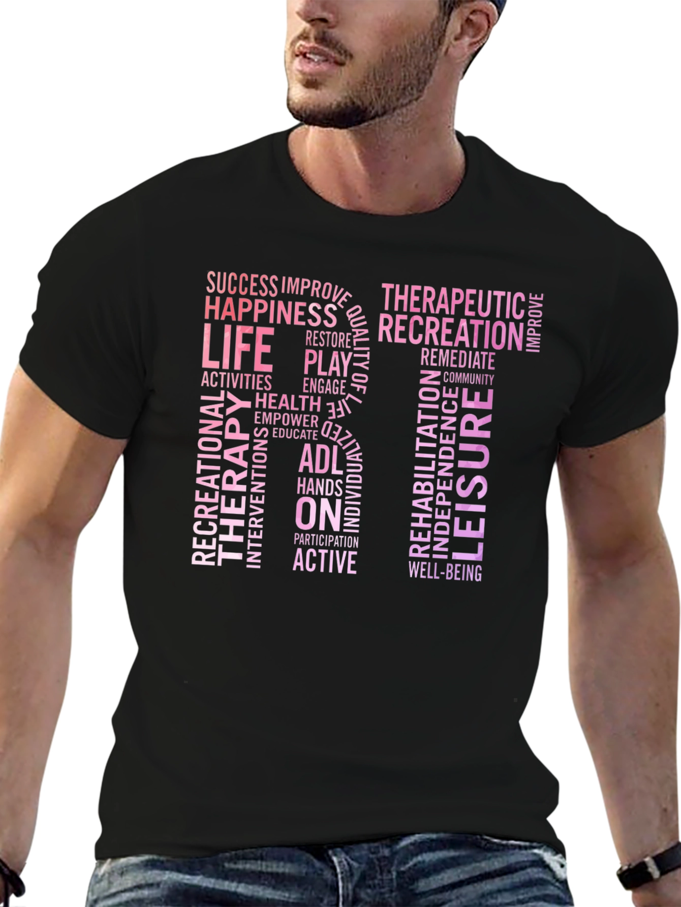 Recreational Therapy RT Word Art T-Shirt