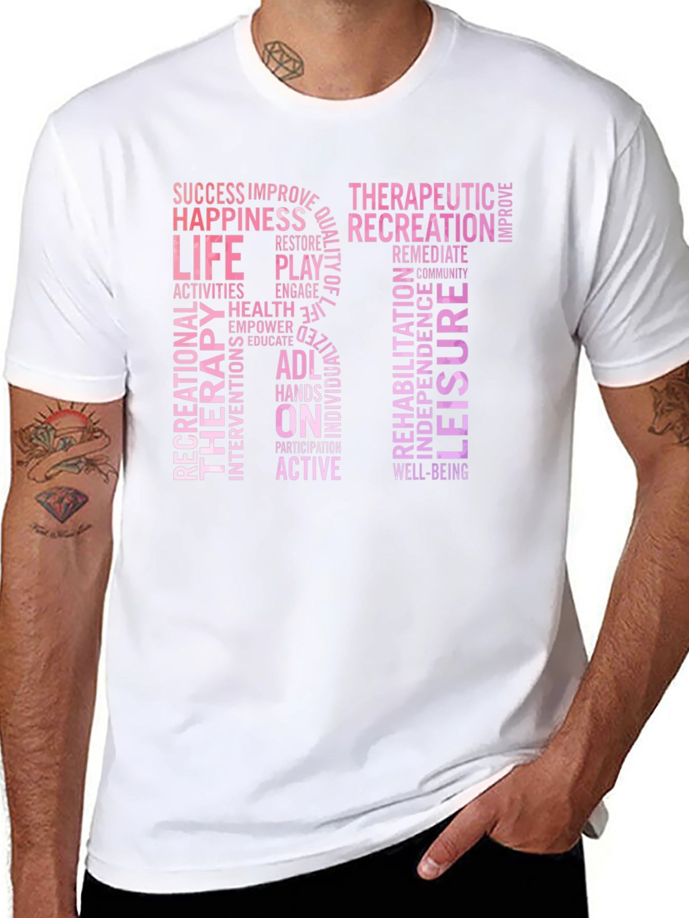 Recreational Therapy RT Word Art T-Shirt