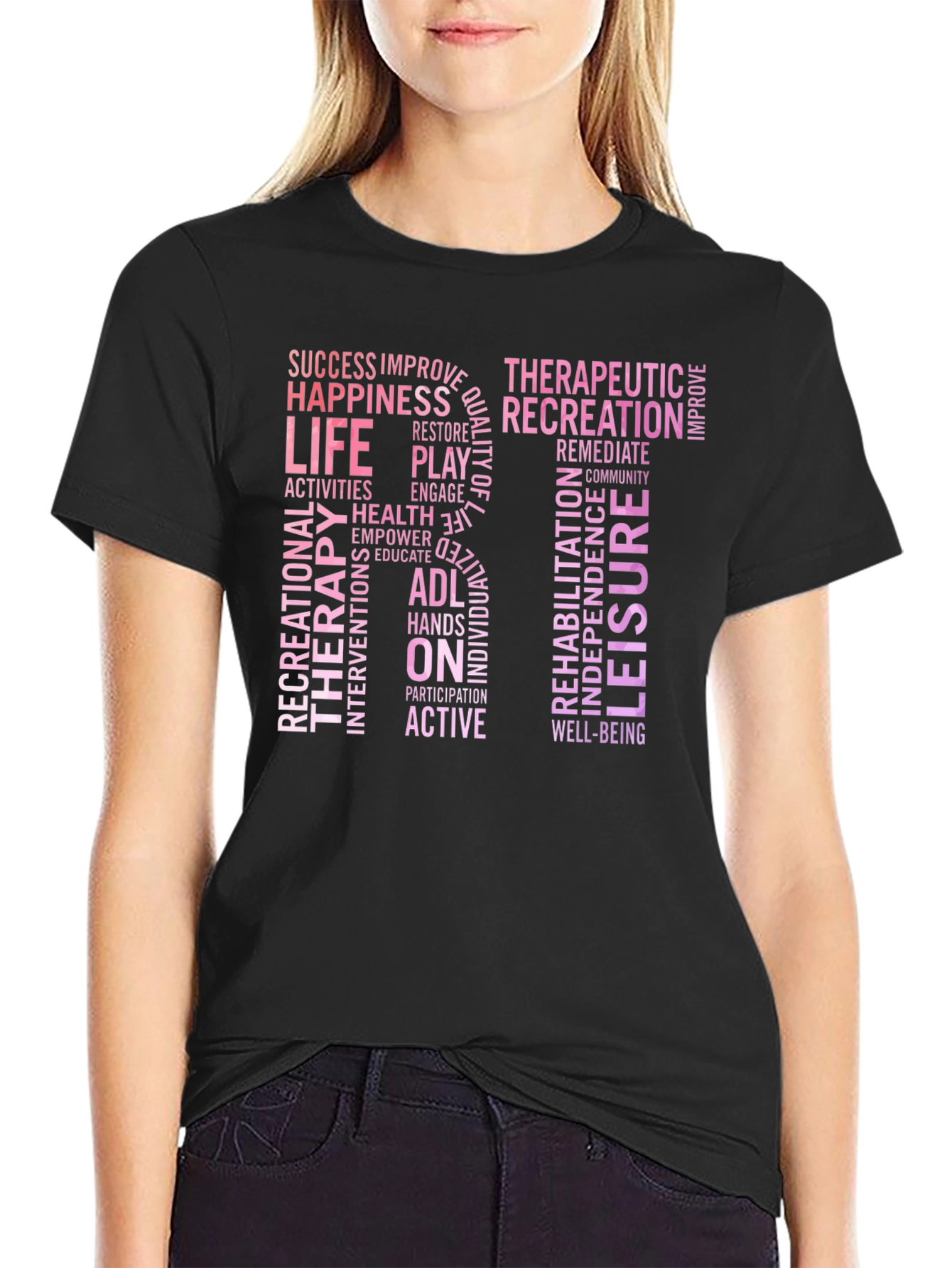 Recreational Therapy RT Word Art T-Shirt