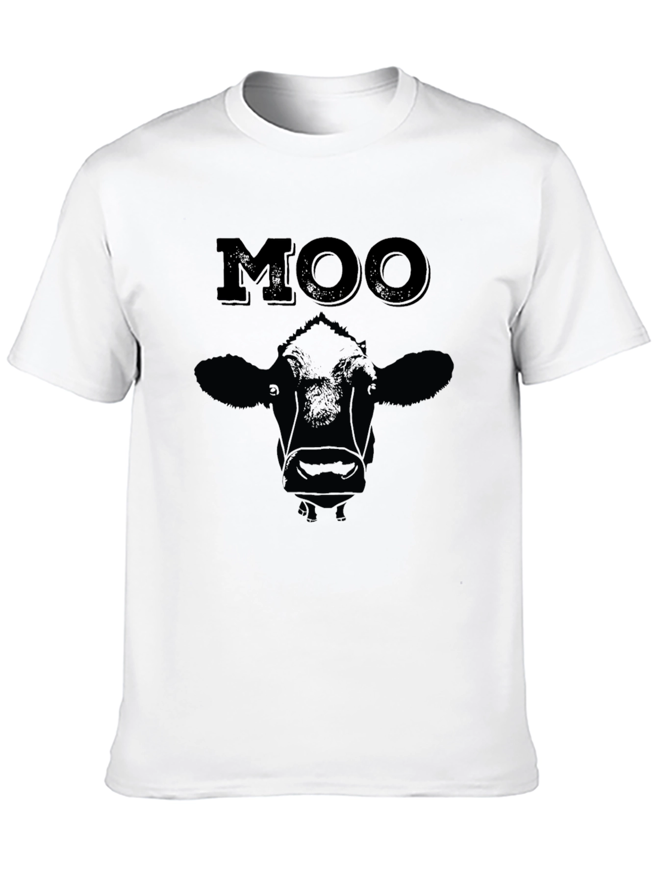 Moo Cow Graphic Print T-Shirt - Black