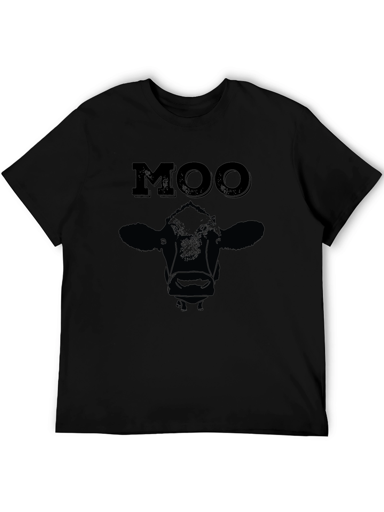 Moo Cow Graphic Print T-Shirt - Black
