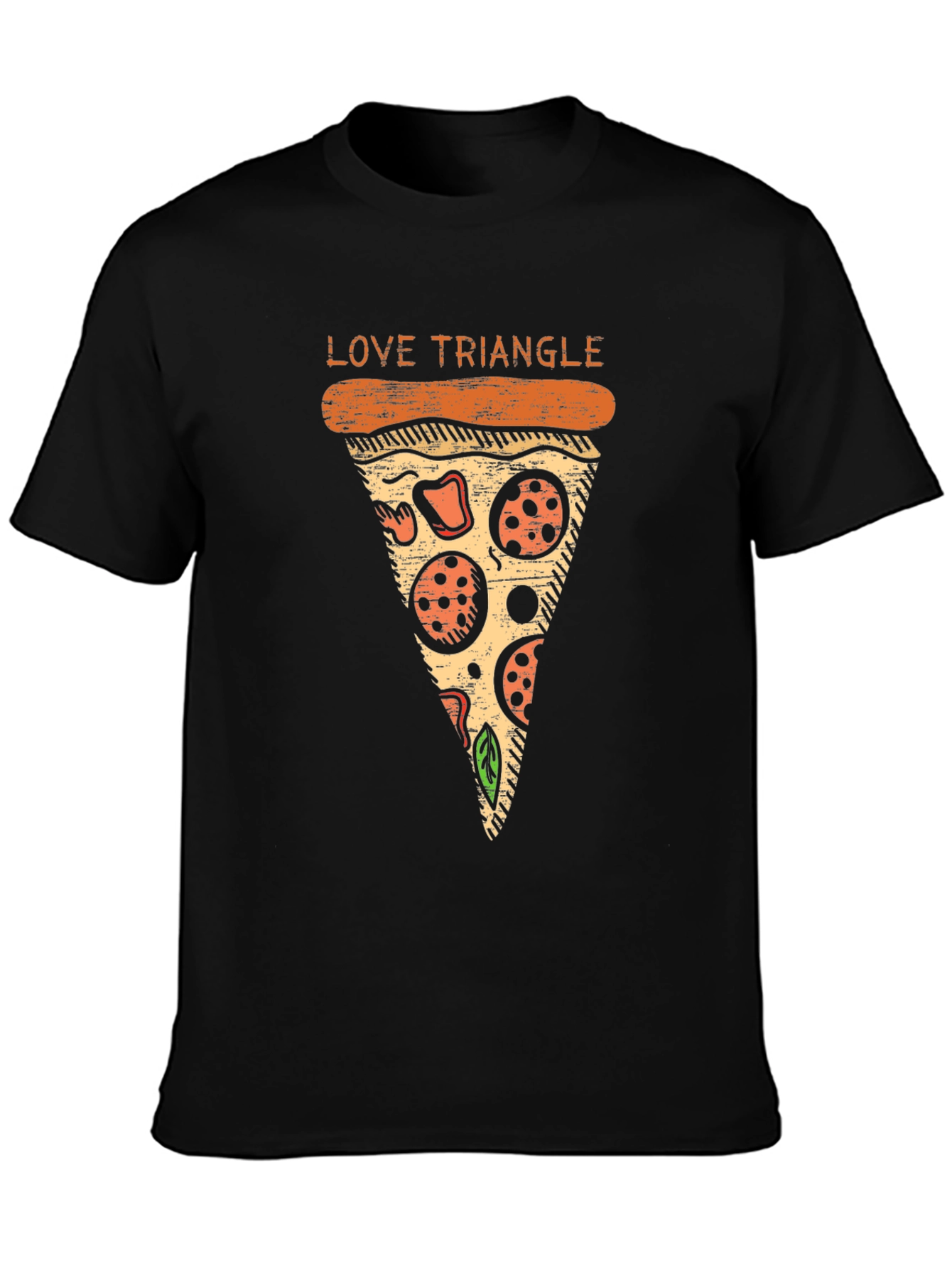 Love Triangle Pizza Graphic T-Shirt - Casual Cotton Tee
