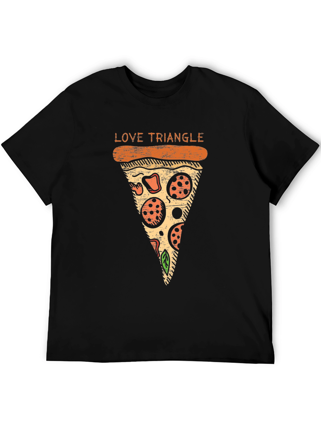Love Triangle Pizza Graphic T-Shirt - Casual Cotton Tee