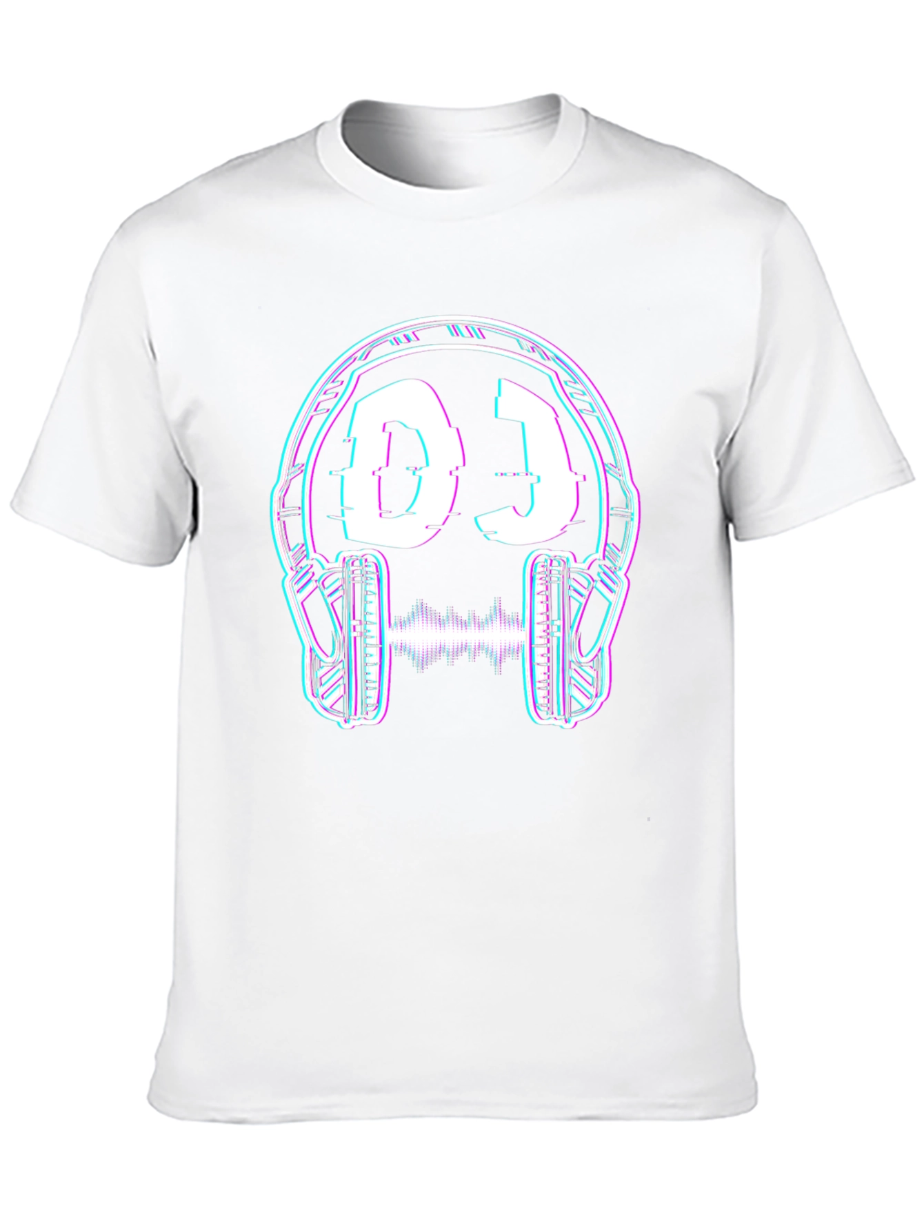 DJ Headphones Glitch Graphic Black T-Shirt