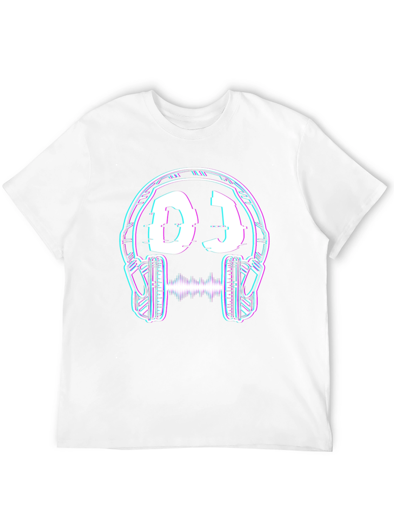 DJ Headphones Glitch Graphic Black T-Shirt