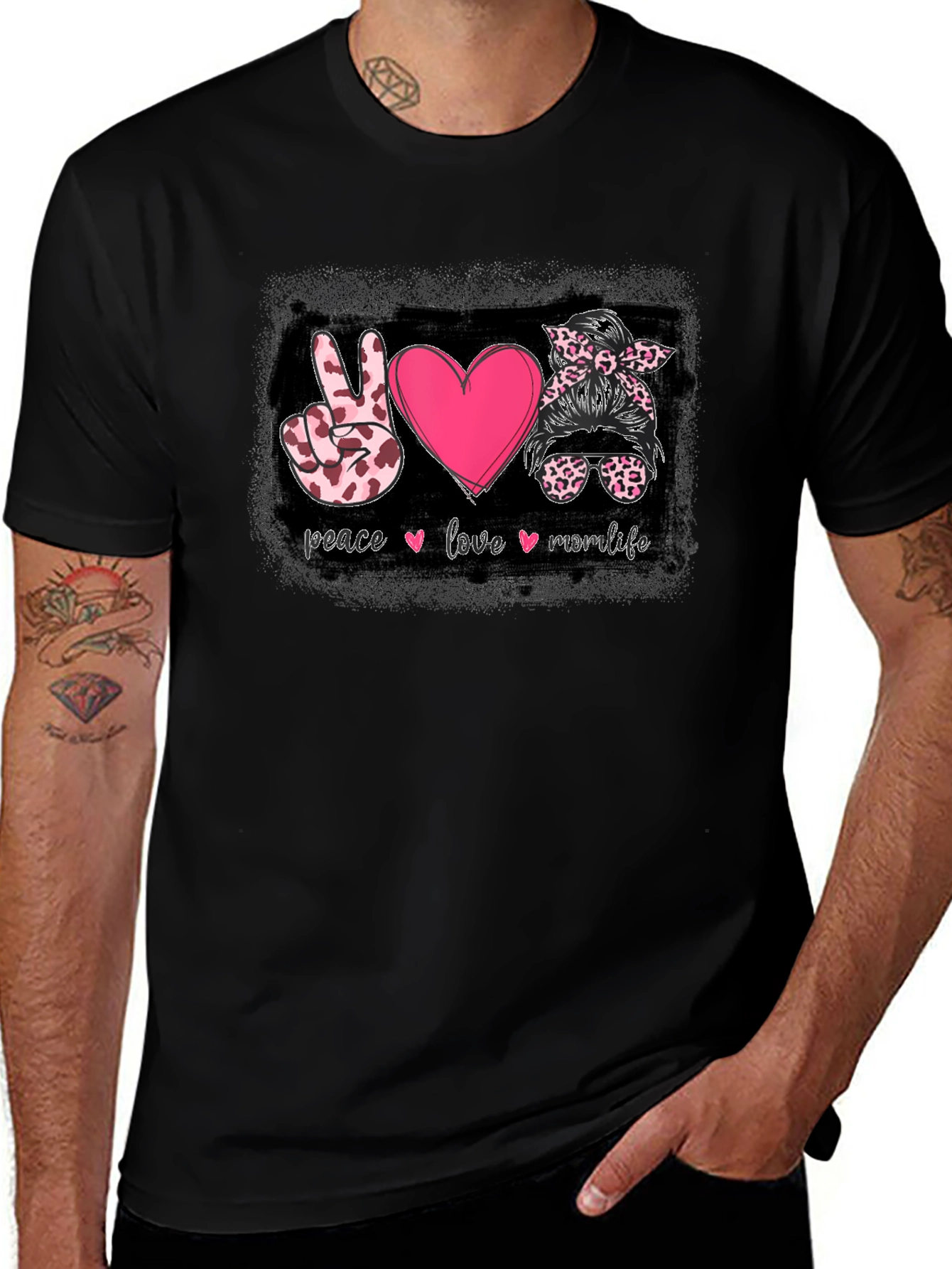 Peace Love Mom Life Graphic T-Shirt