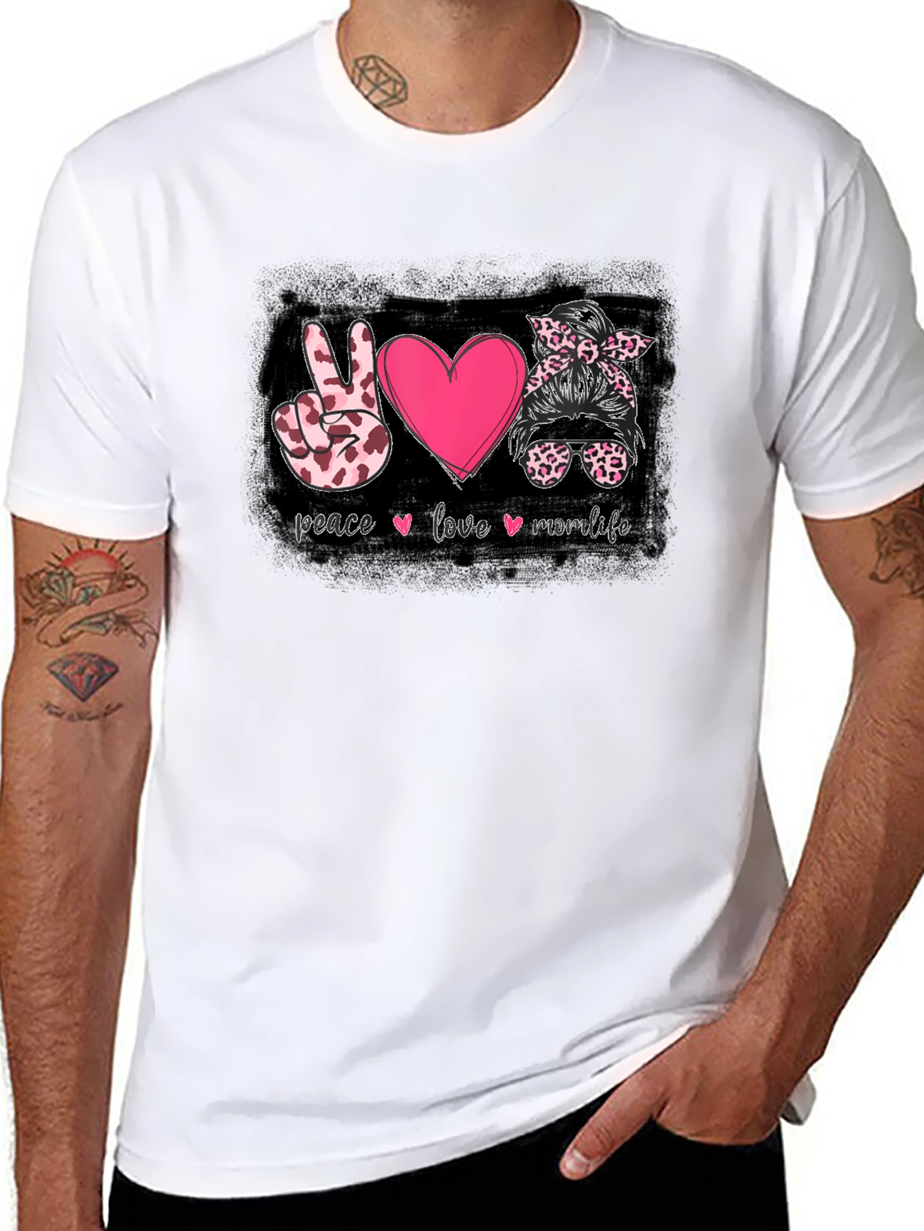 Peace Love Mom Life Graphic T-Shirt