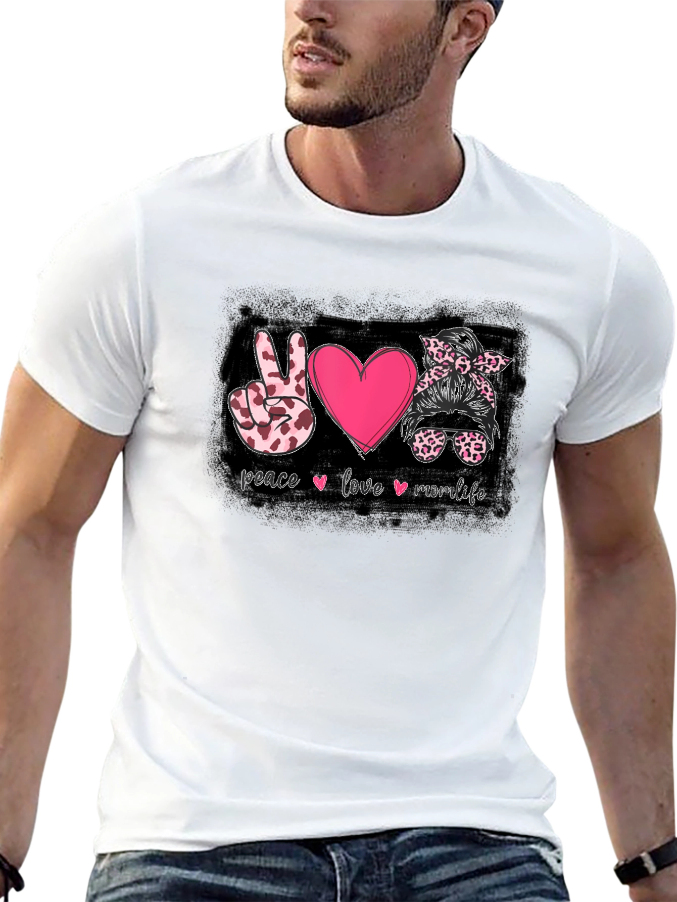 Peace Love Mom Life Graphic T-Shirt