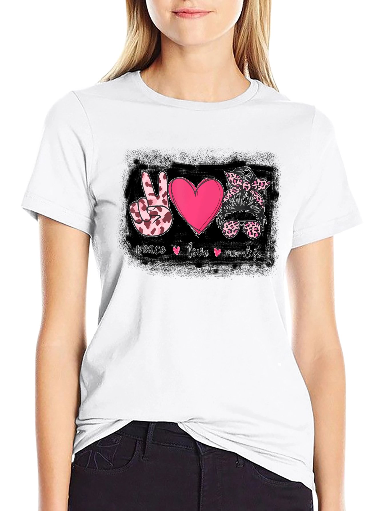 Peace Love Mom Life Graphic T-Shirt