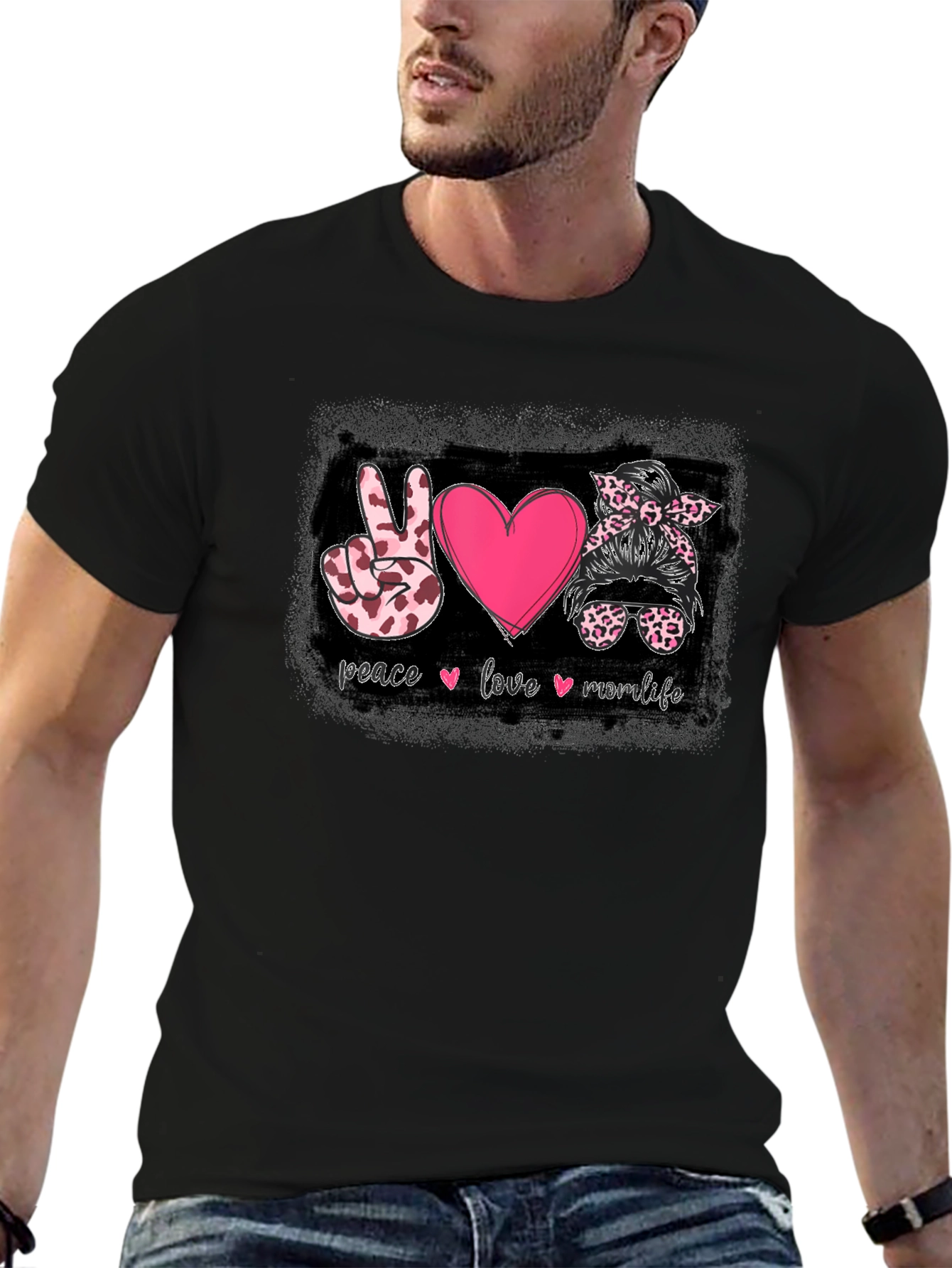 Peace Love Mom Life Graphic T-Shirt