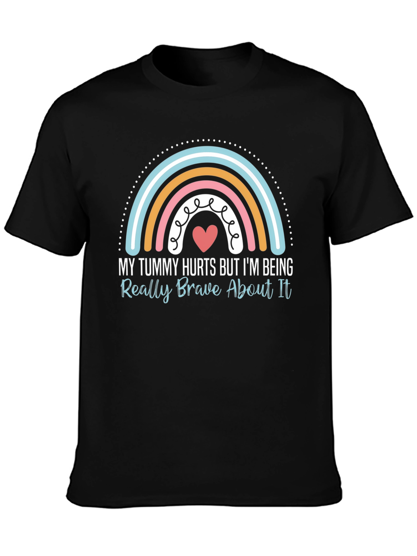 Tummy Hurts Brave Rainbow Graphic Tee - Black