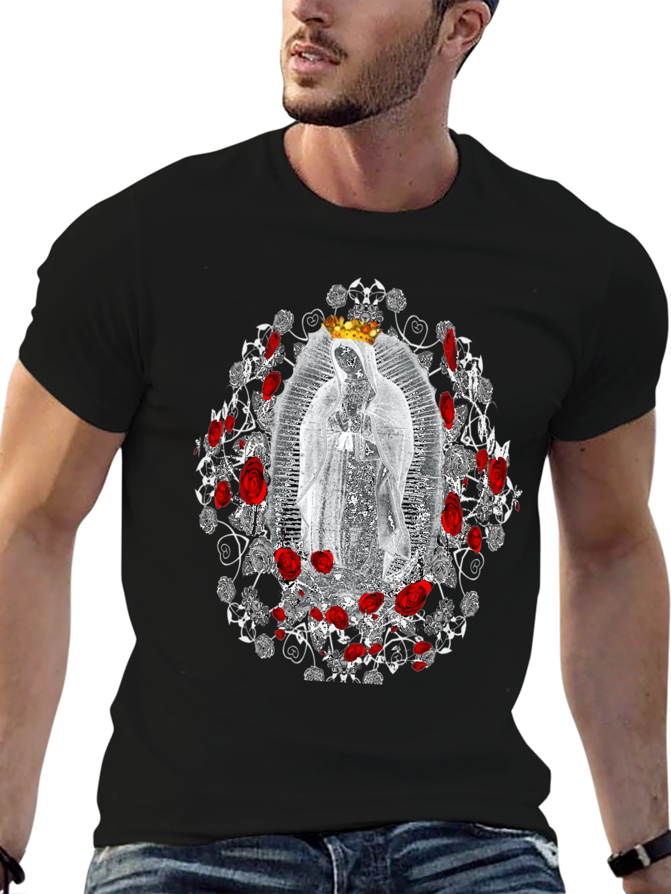 Virgin Mary Rose Crown T-Shirt