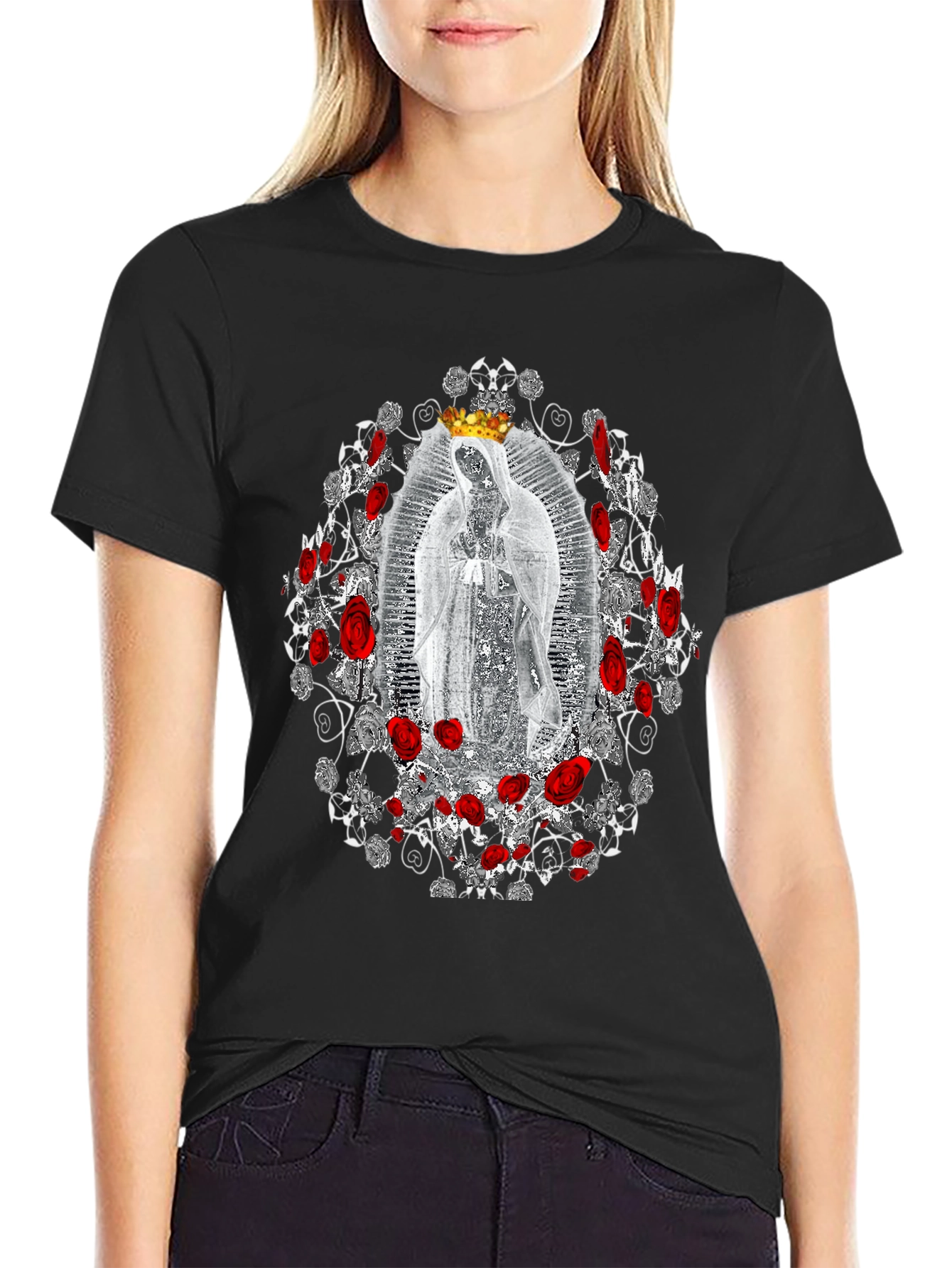 Virgin Mary Rose Crown T-Shirt