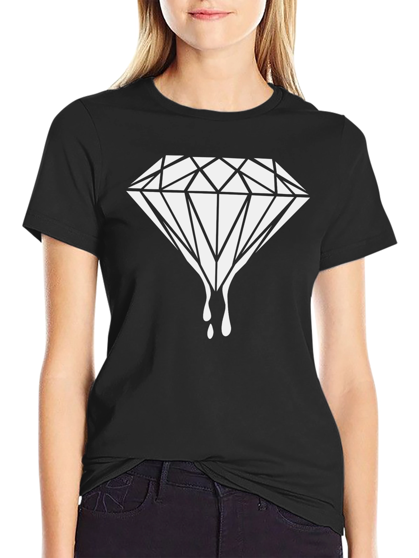 Dripping Diamond Graphic Tee - Black