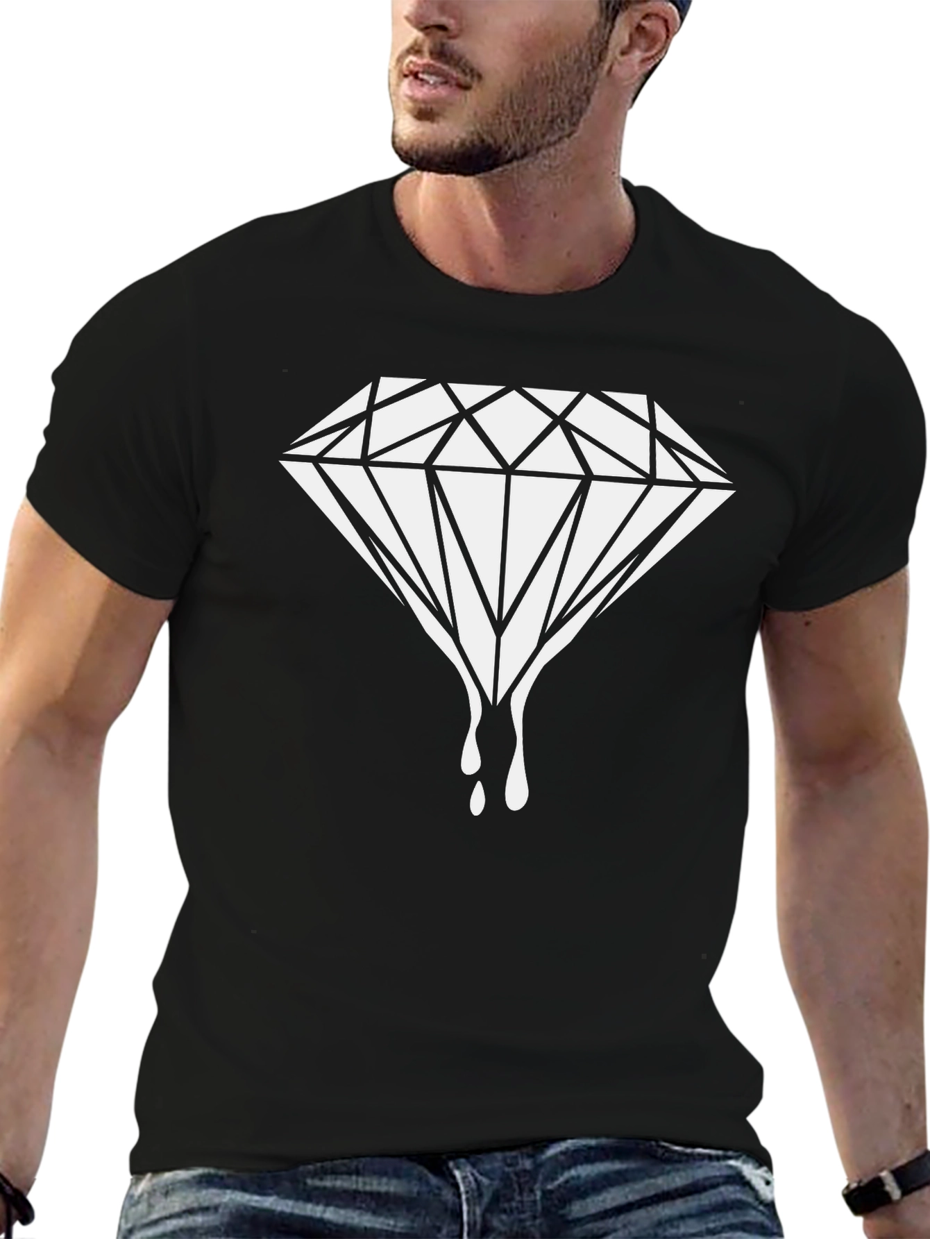Dripping Diamond Graphic Tee - Black
