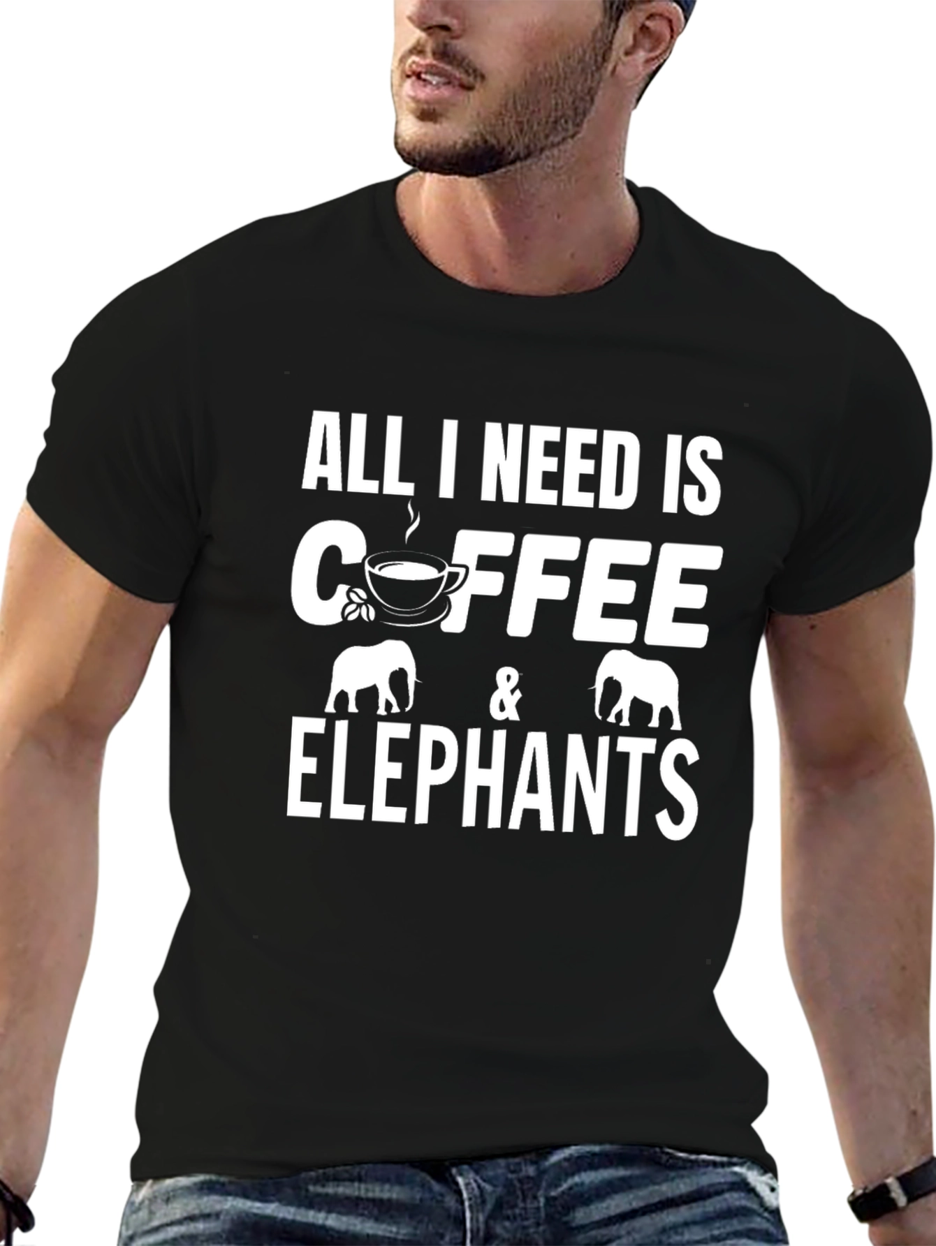 Coffee and Elephants Graphic T-Shirt