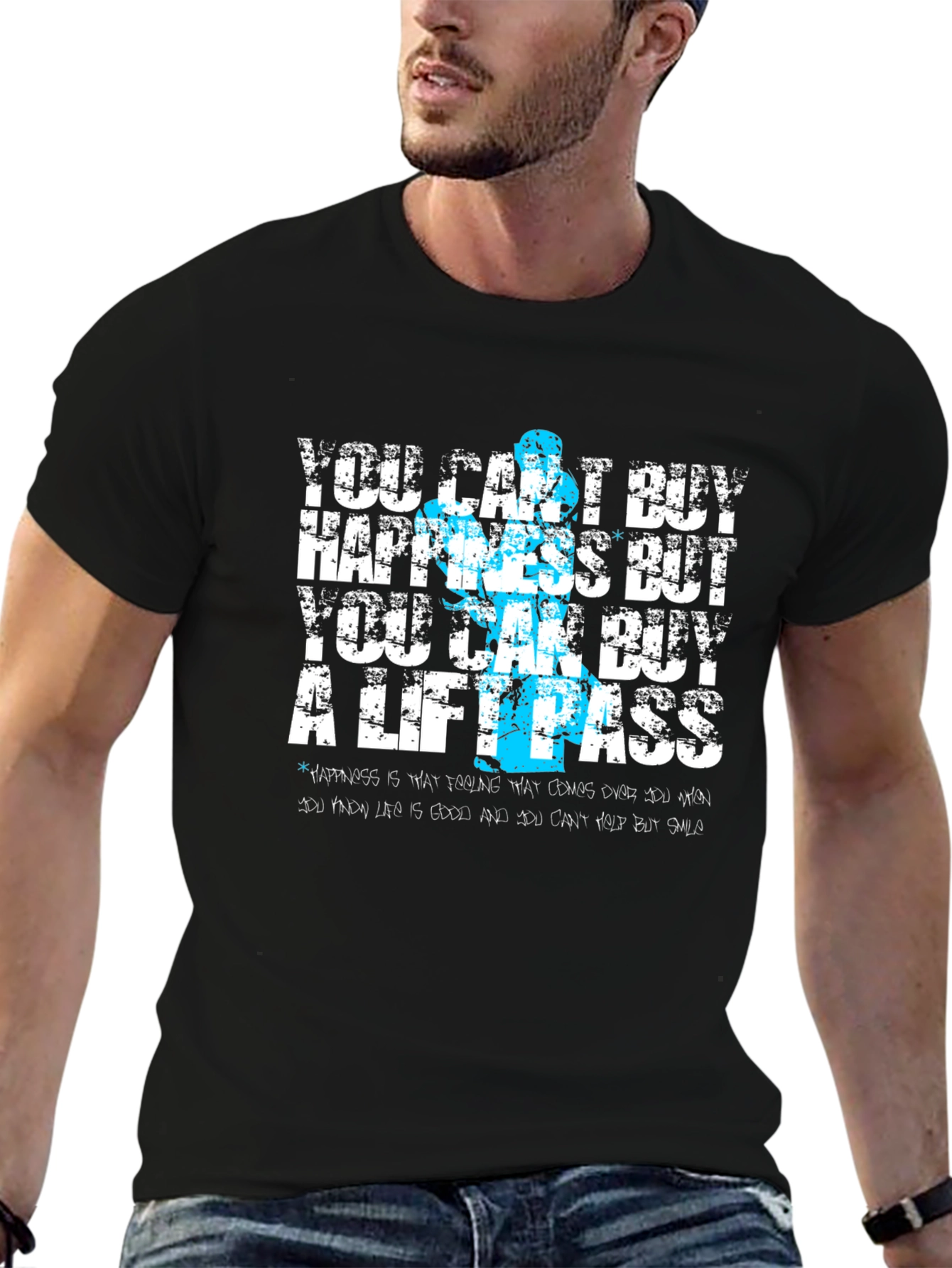 Funny Lift Pass T-Shirt - Cant Buy Happiness
