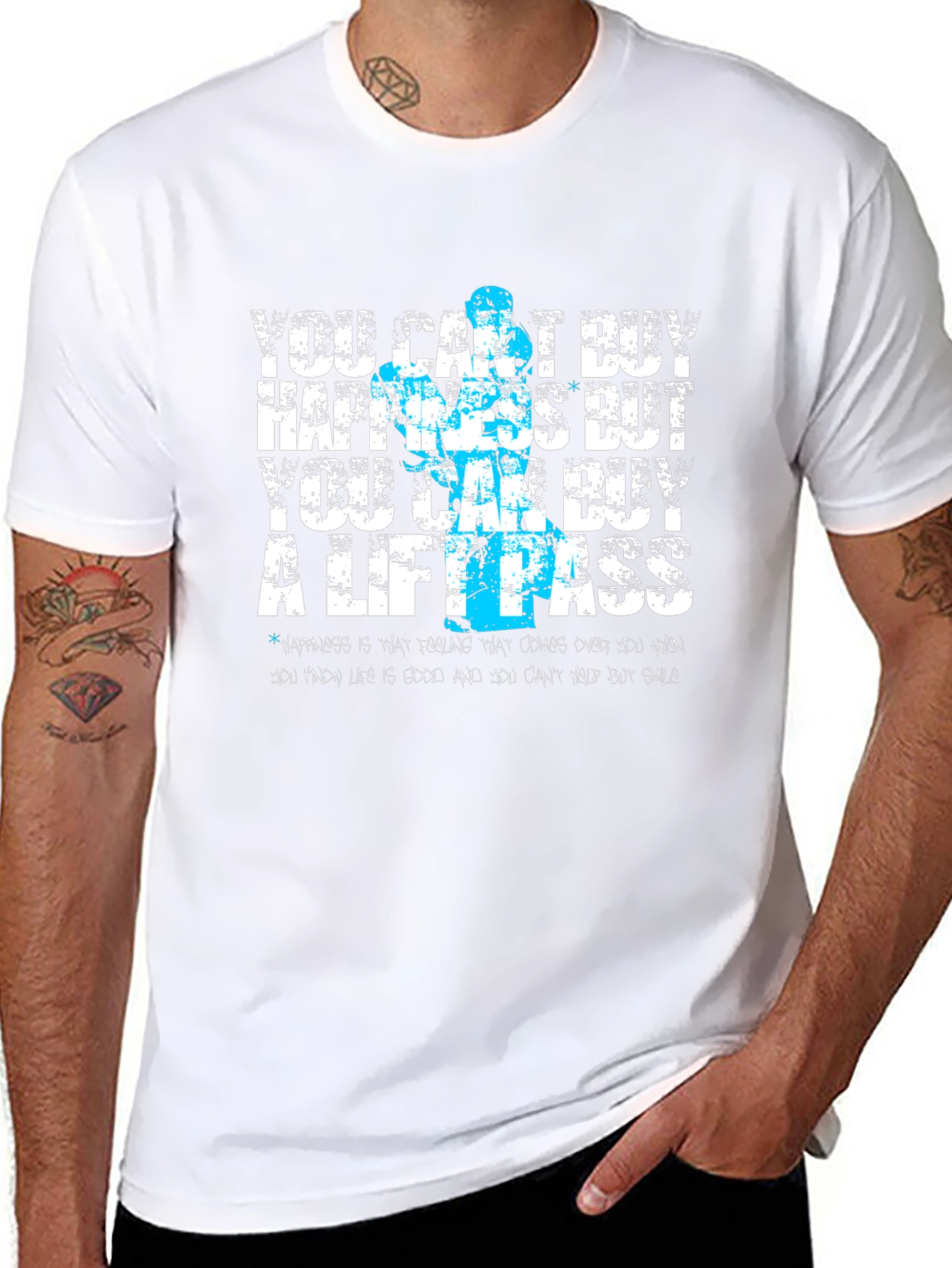 Funny Lift Pass T-Shirt - Cant Buy Happiness