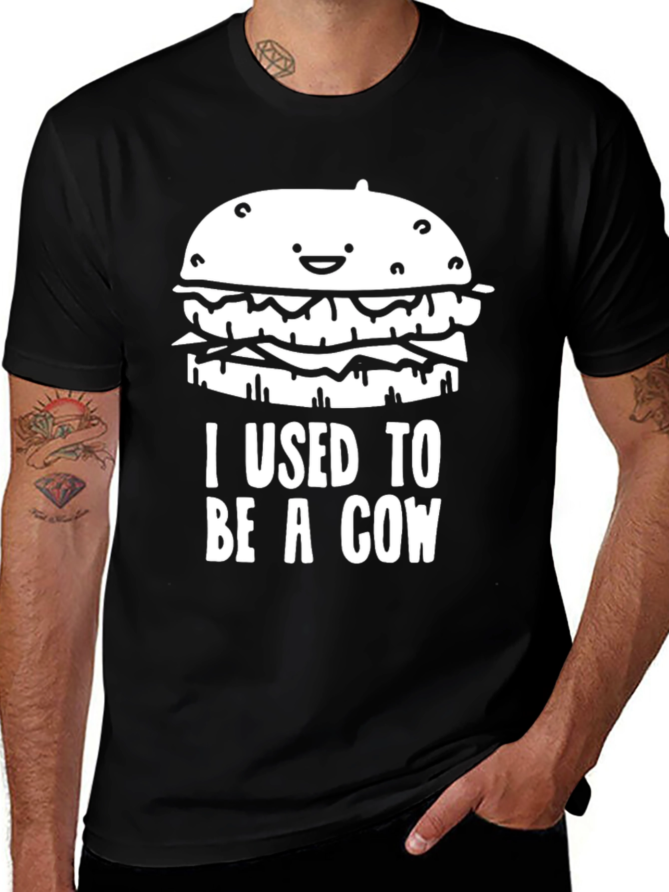Funny I Used To Be A Cow Burger T-Shirt