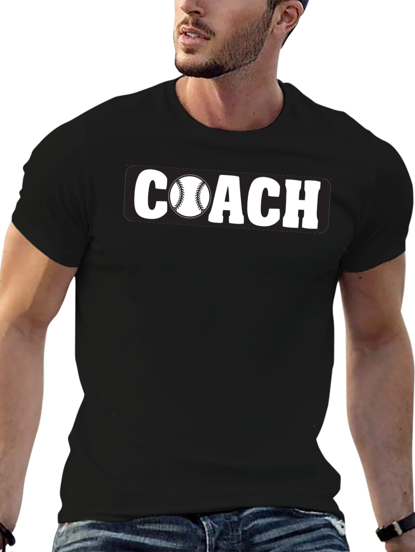 Baseball Coach T-Shirt - Black Graphic Tee