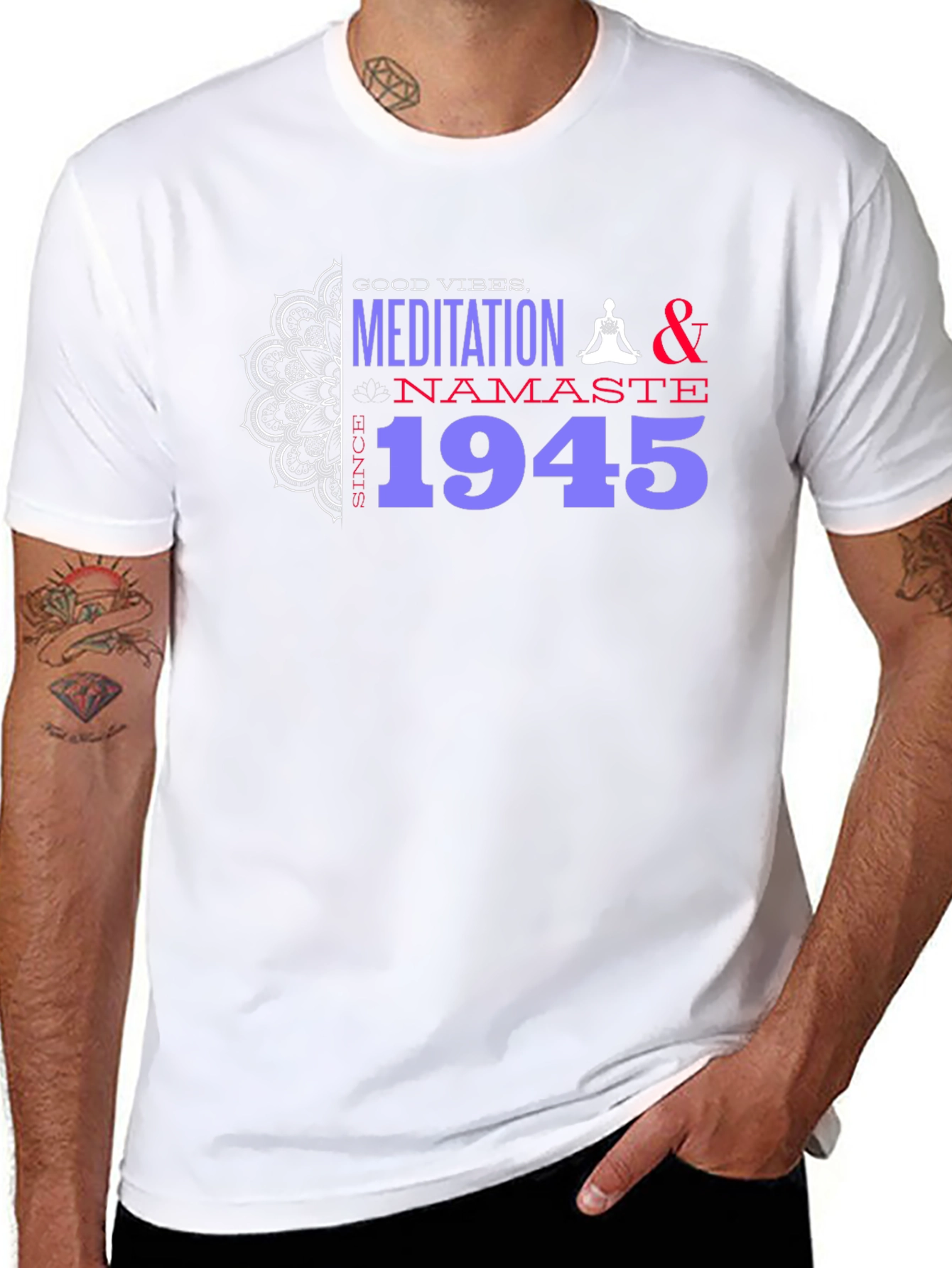 Meditation & Namaste T-Shirt - Good Vibes Since 1945