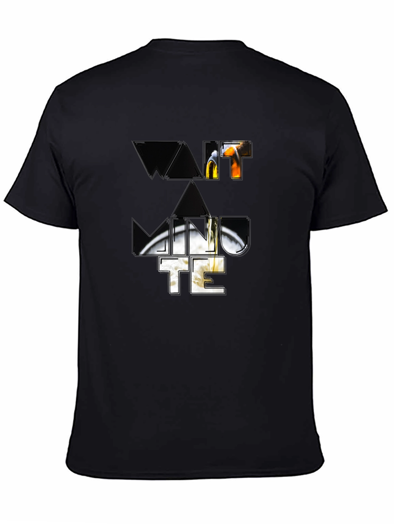 Wait A Minute Graphic Print Black T-Shirt