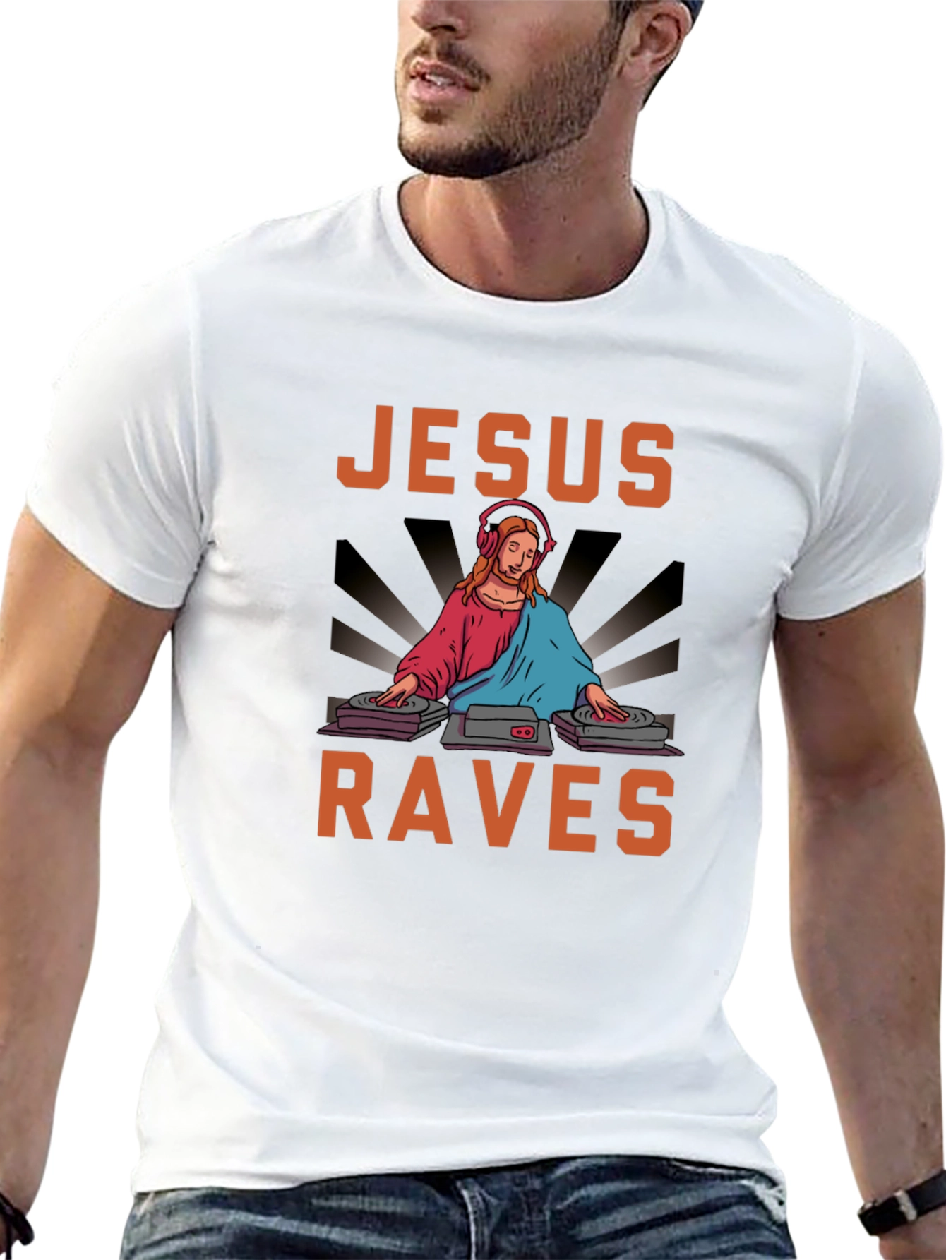 Jesus Raves Graphic Tee - Party All Night!
