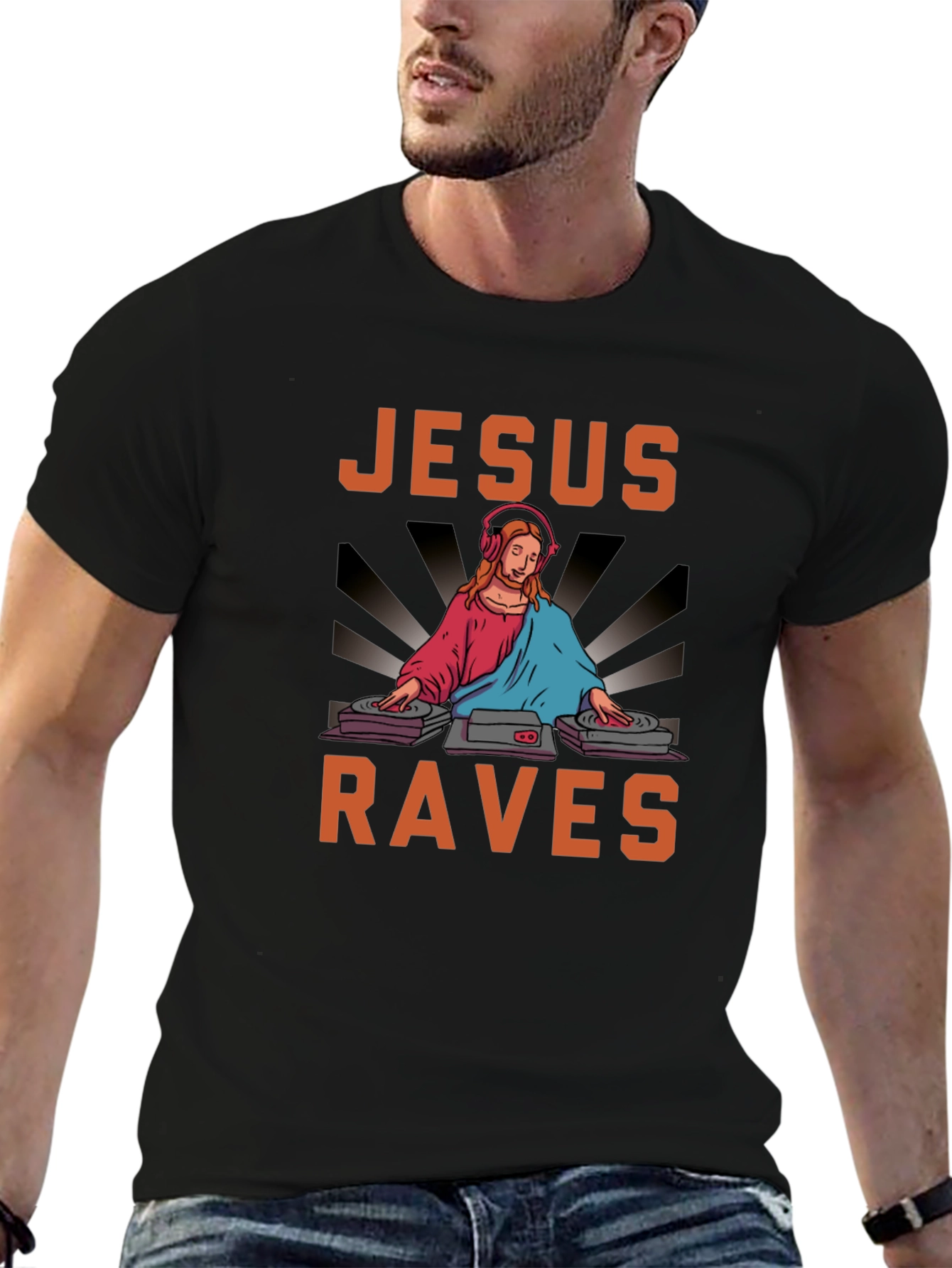 Jesus Raves Graphic Tee - Party All Night!