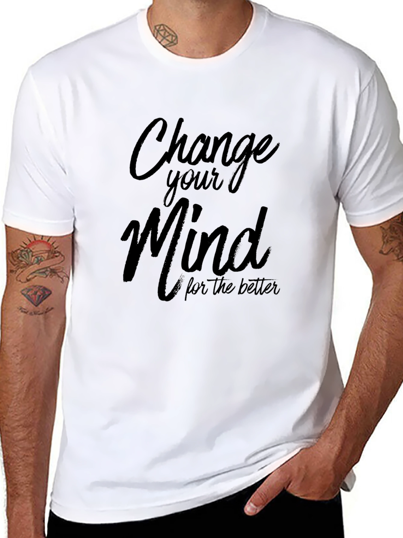 Change Your Mind Graphic Tee - Black Casual T-Shirt
