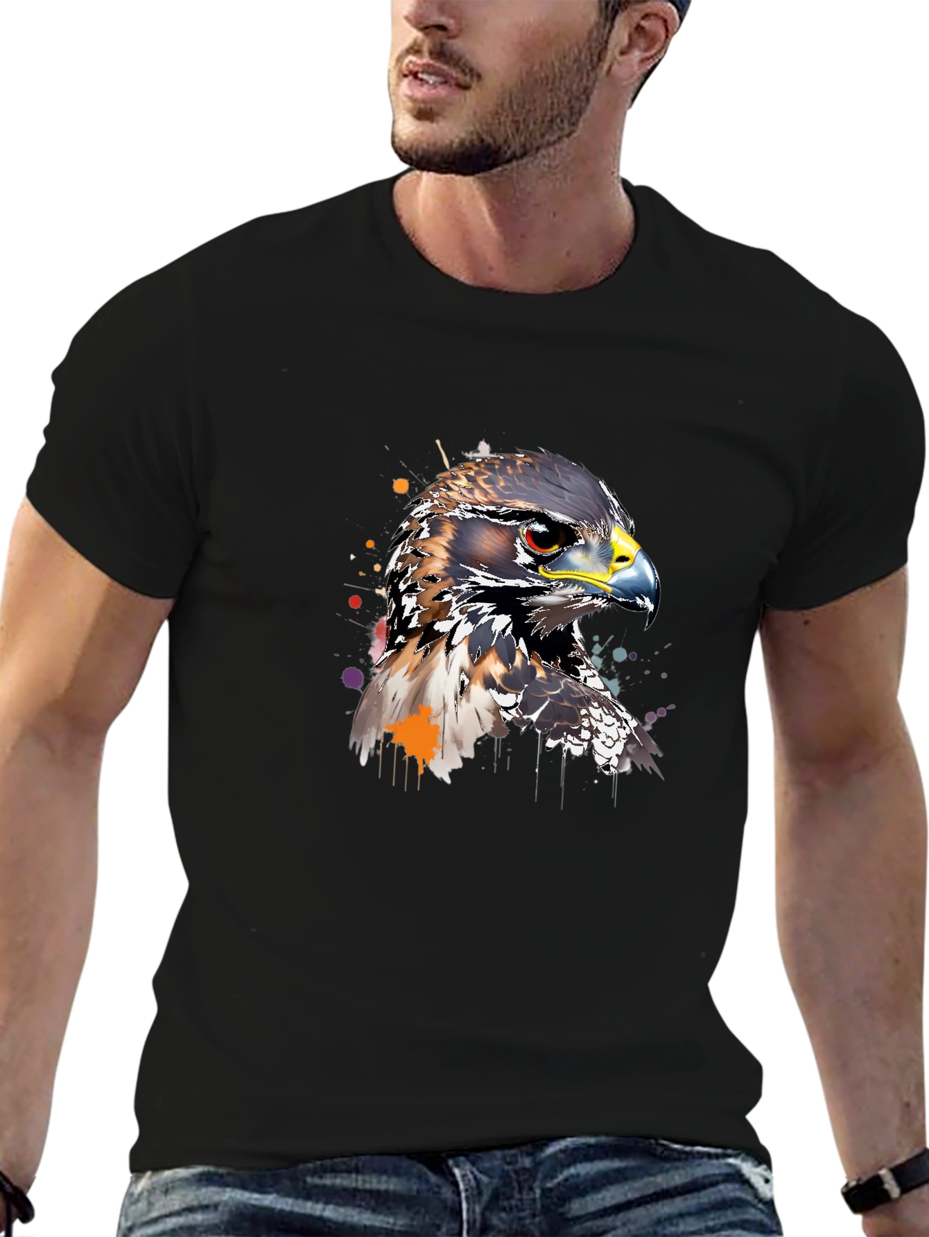 Hawk Graphic Print T-Shirt
