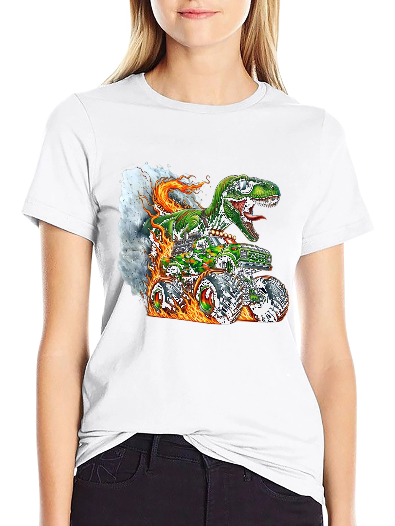 Dino Truck T-Shirt - Cool Graphic Tee