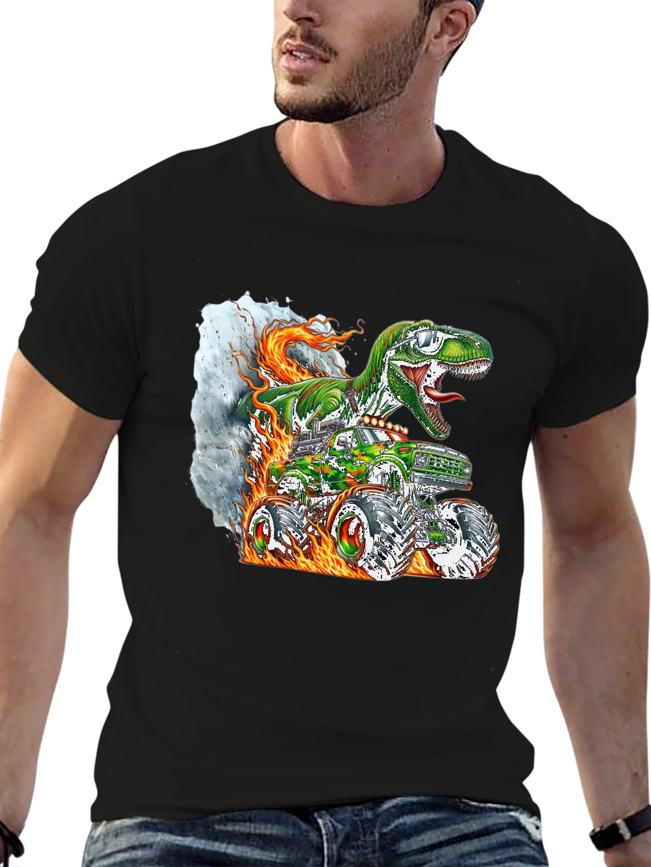 Dino Truck T-Shirt - Cool Graphic Tee