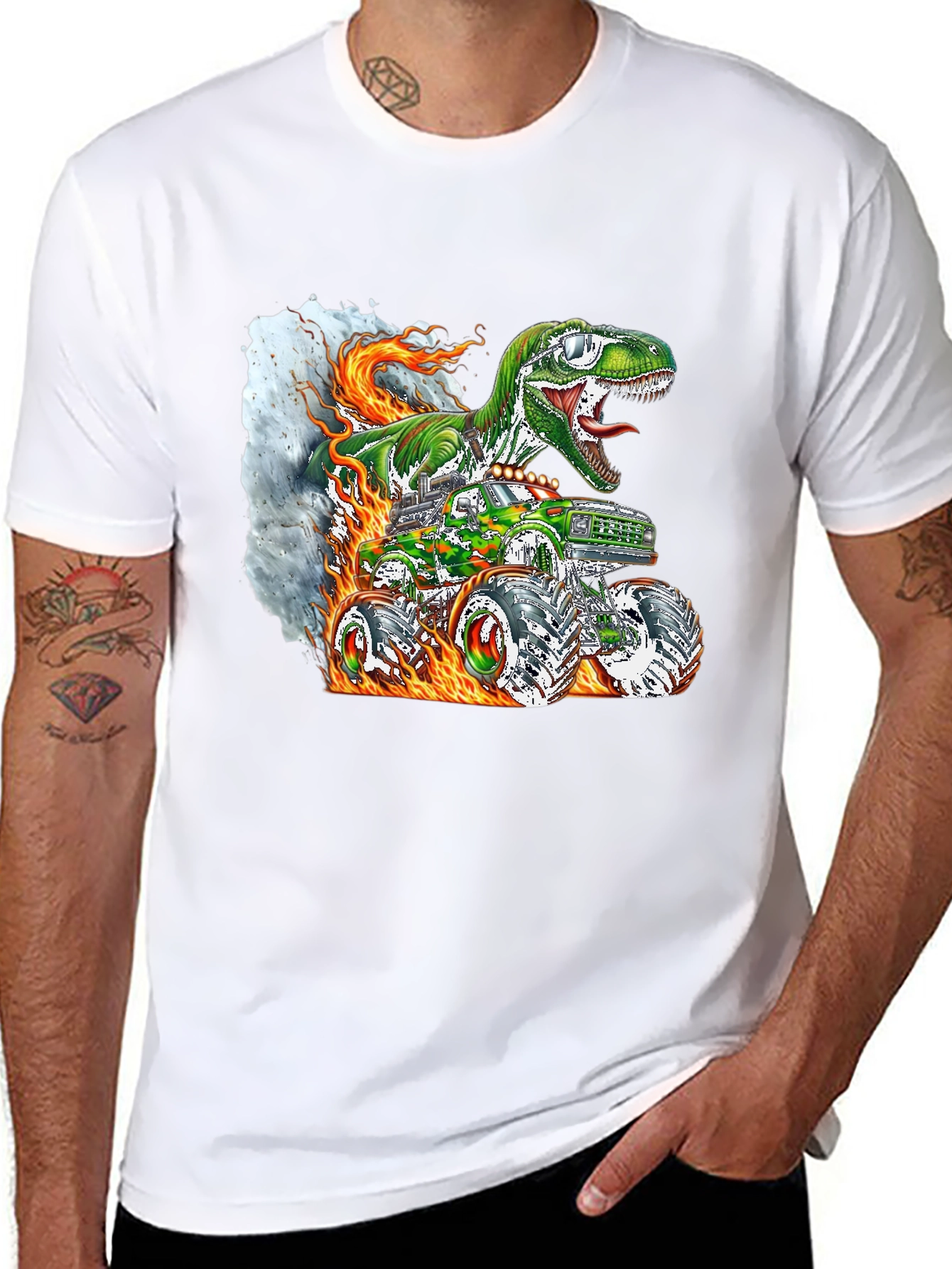Dino Truck T-Shirt - Cool Graphic Tee