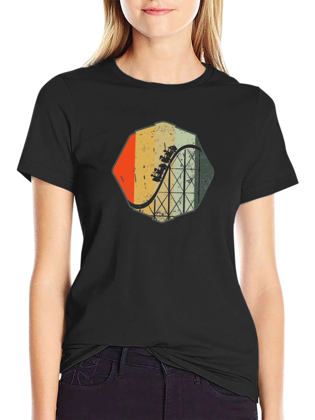 Retro Roller Coaster Graphic Tee - Thrill Ride Style
