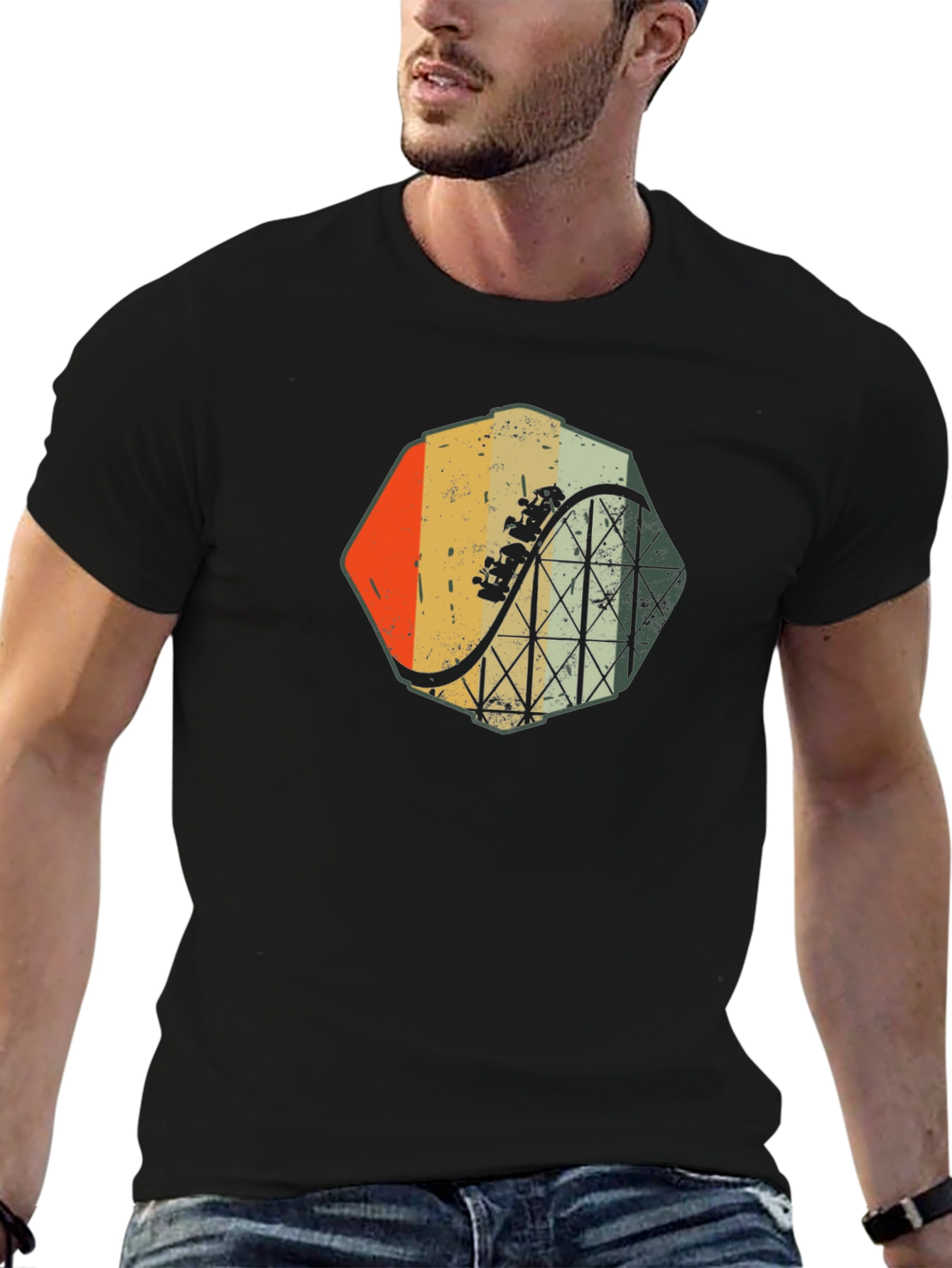 Retro Roller Coaster Graphic Tee - Thrill Ride Style