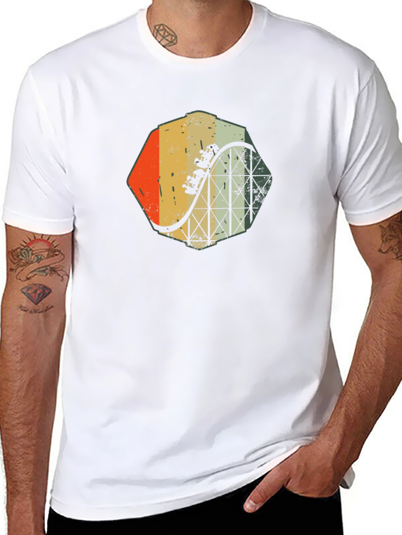 Retro Roller Coaster Graphic Tee - Thrill Ride Style