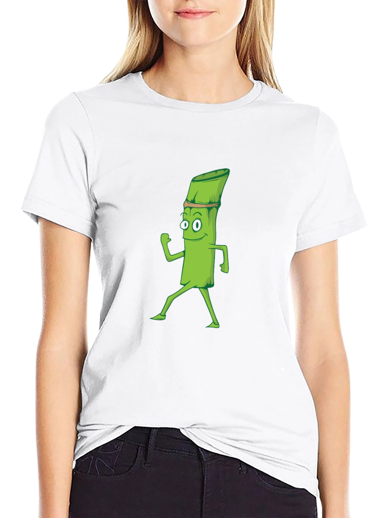 Funny Asparagus Cartoon Black T-Shirt