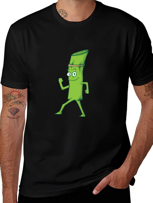 Funny Asparagus Cartoon Black T-Shirt