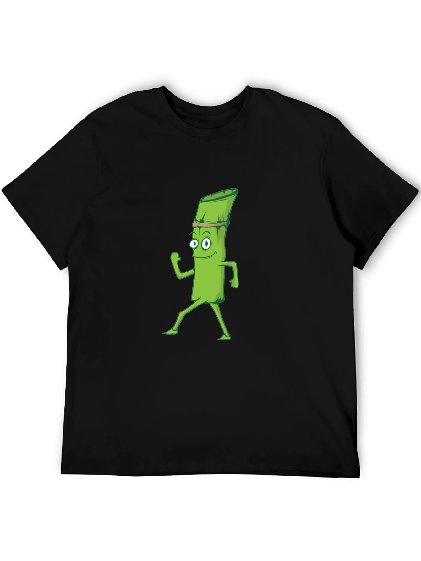 Funny Asparagus Cartoon Black T-Shirt