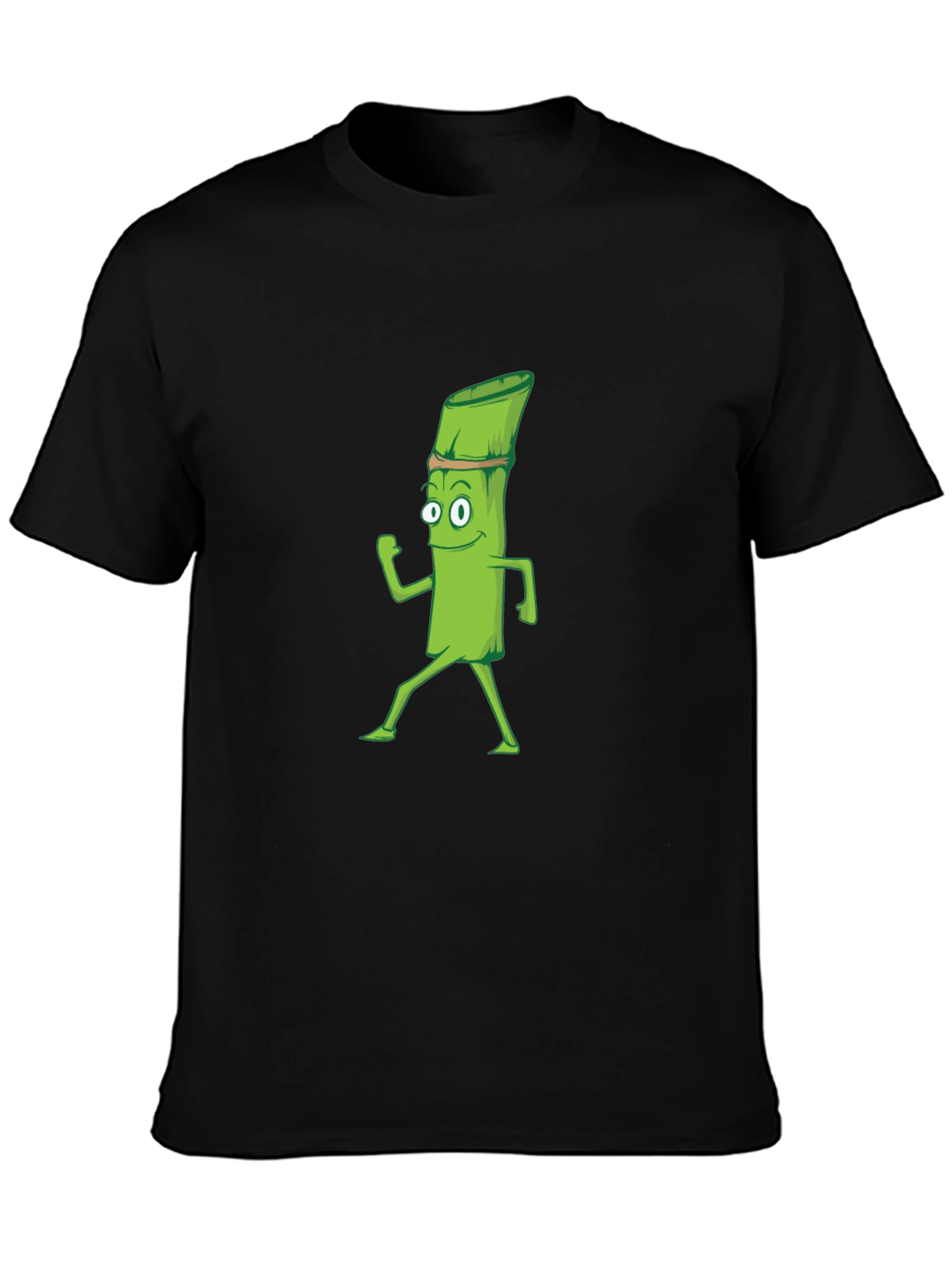 Funny Asparagus Cartoon Black T-Shirt
