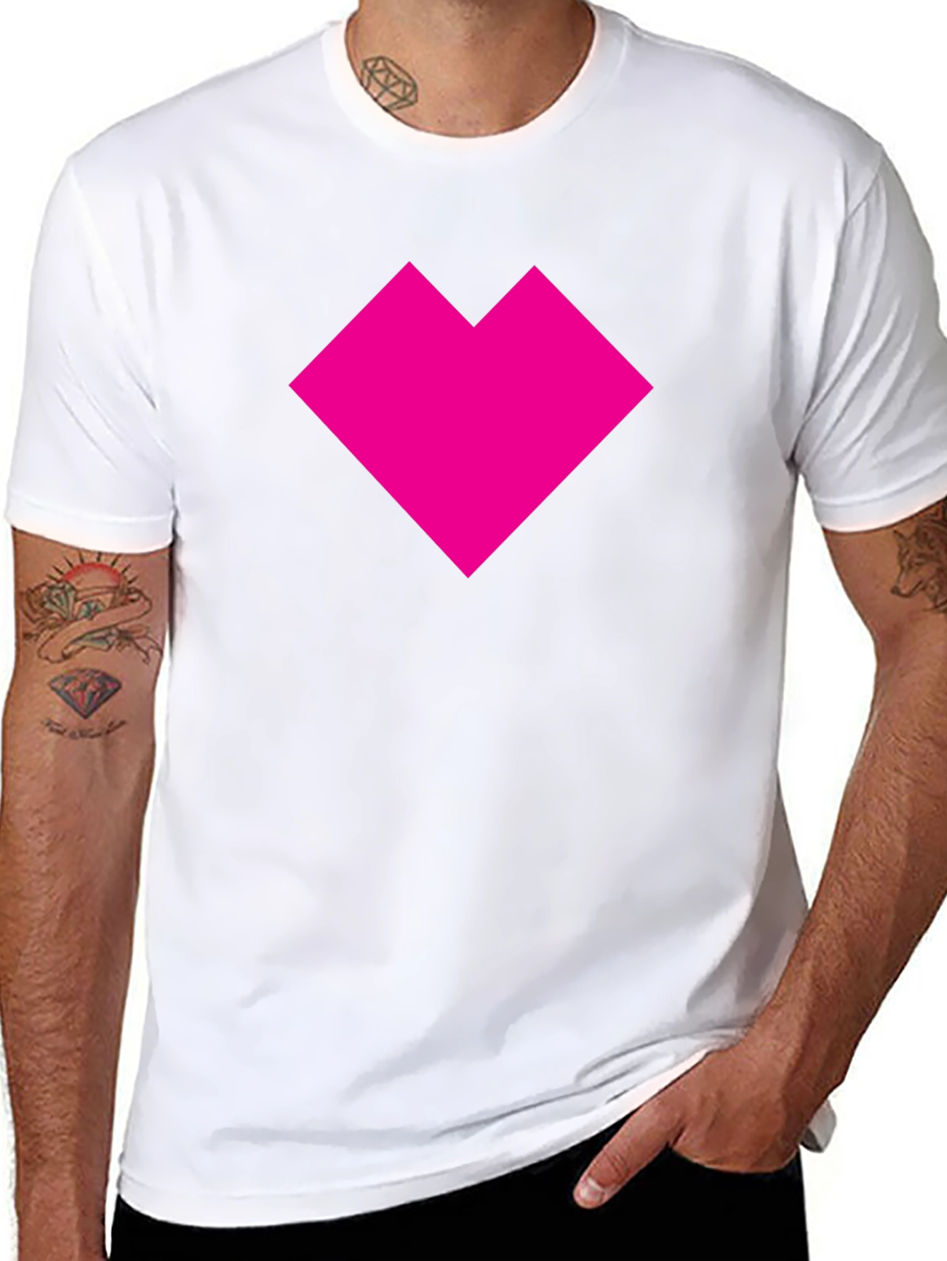 Bold Pink Heart Graphic Black T-Shirt