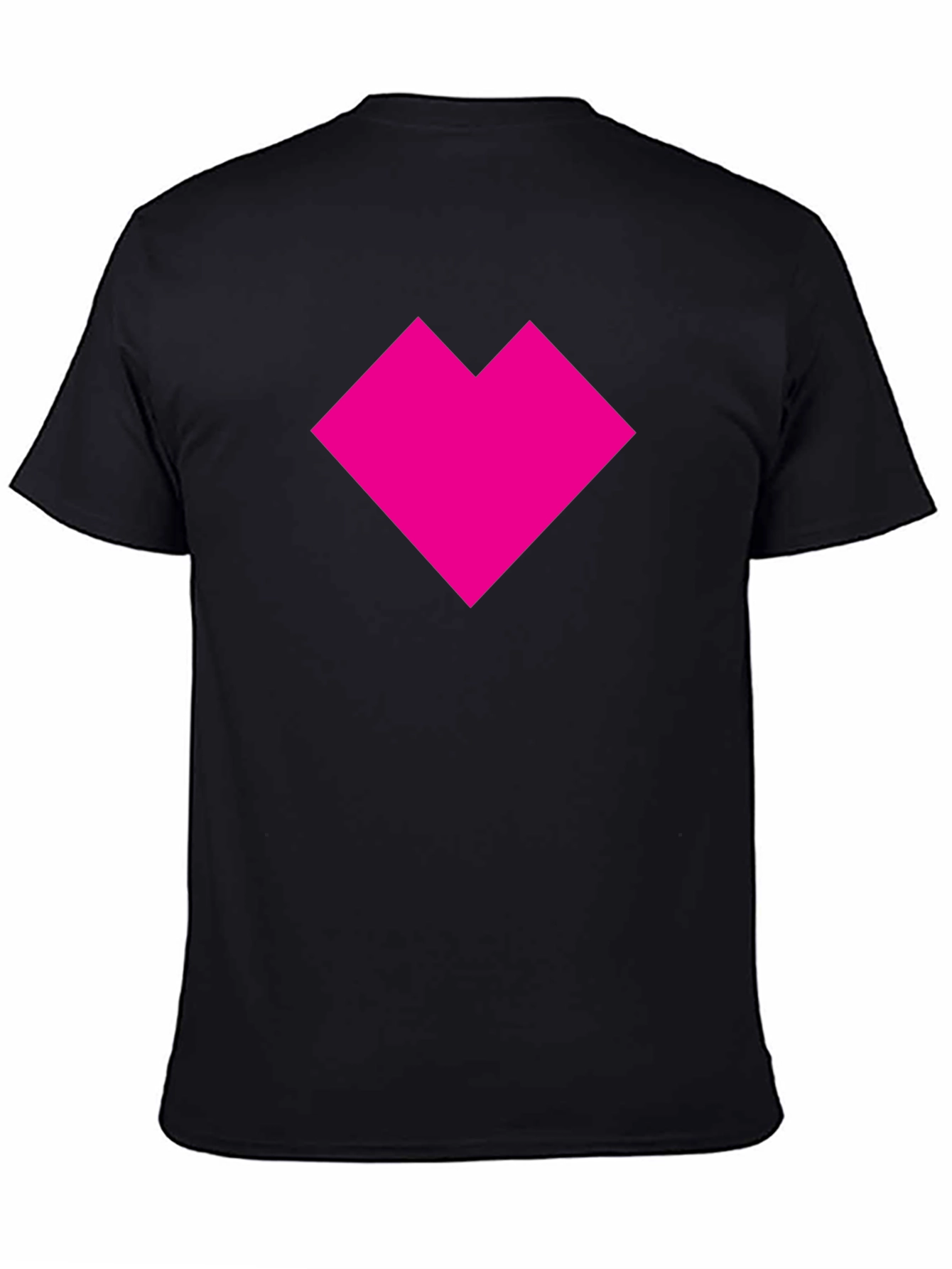 Bold Pink Heart Graphic Black T-Shirt