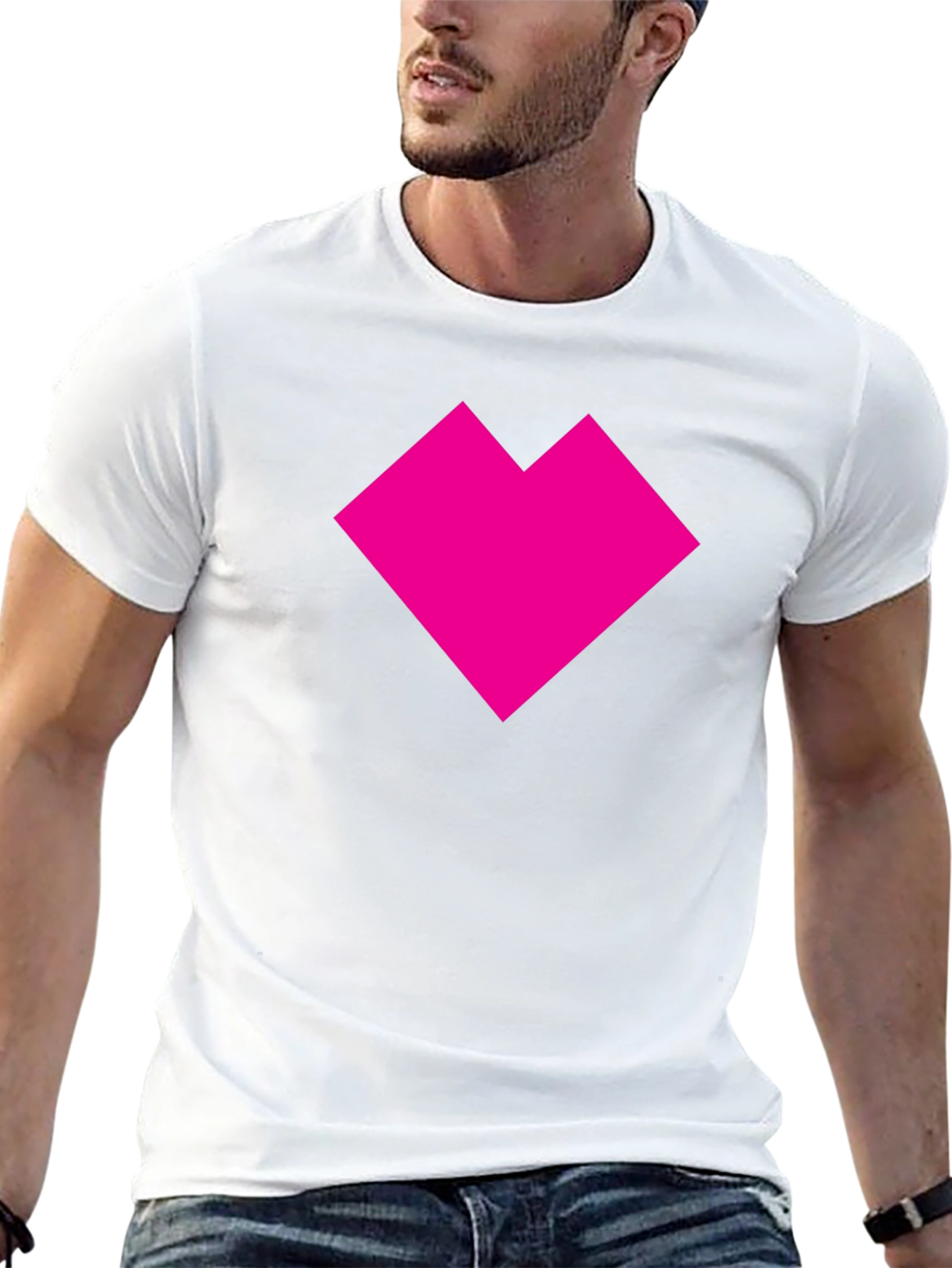 Bold Pink Heart Graphic Black T-Shirt