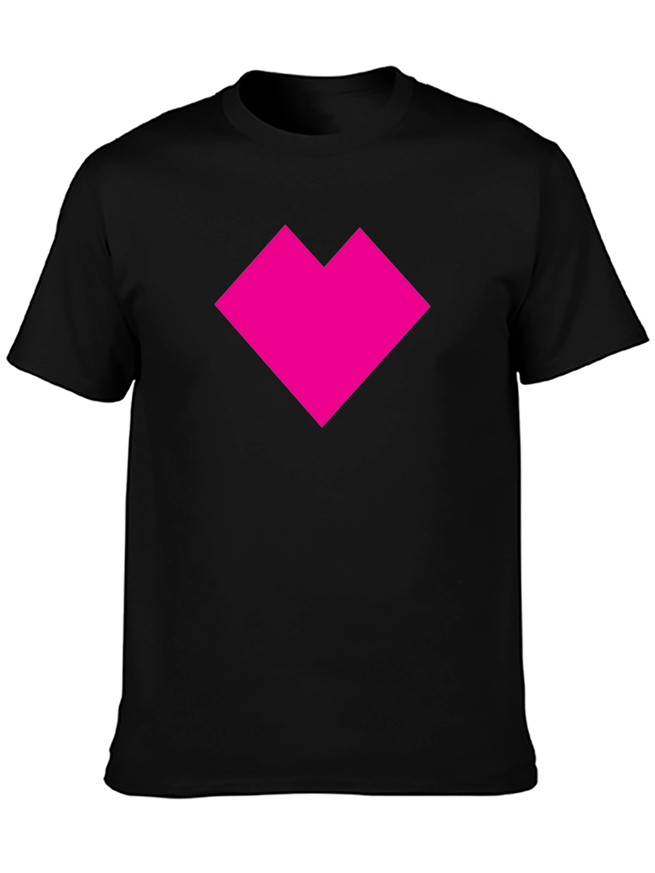 Bold Pink Heart Graphic Black T-Shirt