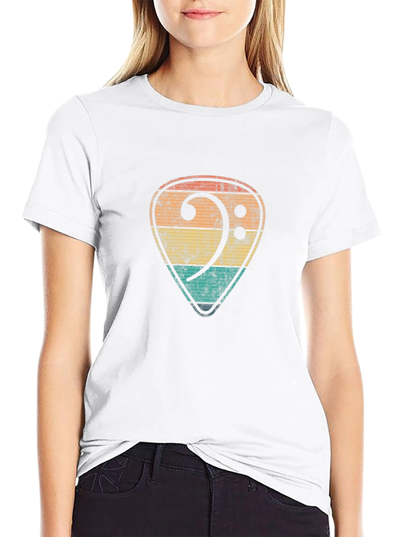 Retro Bass Clef Guitar Pick T-Shirt