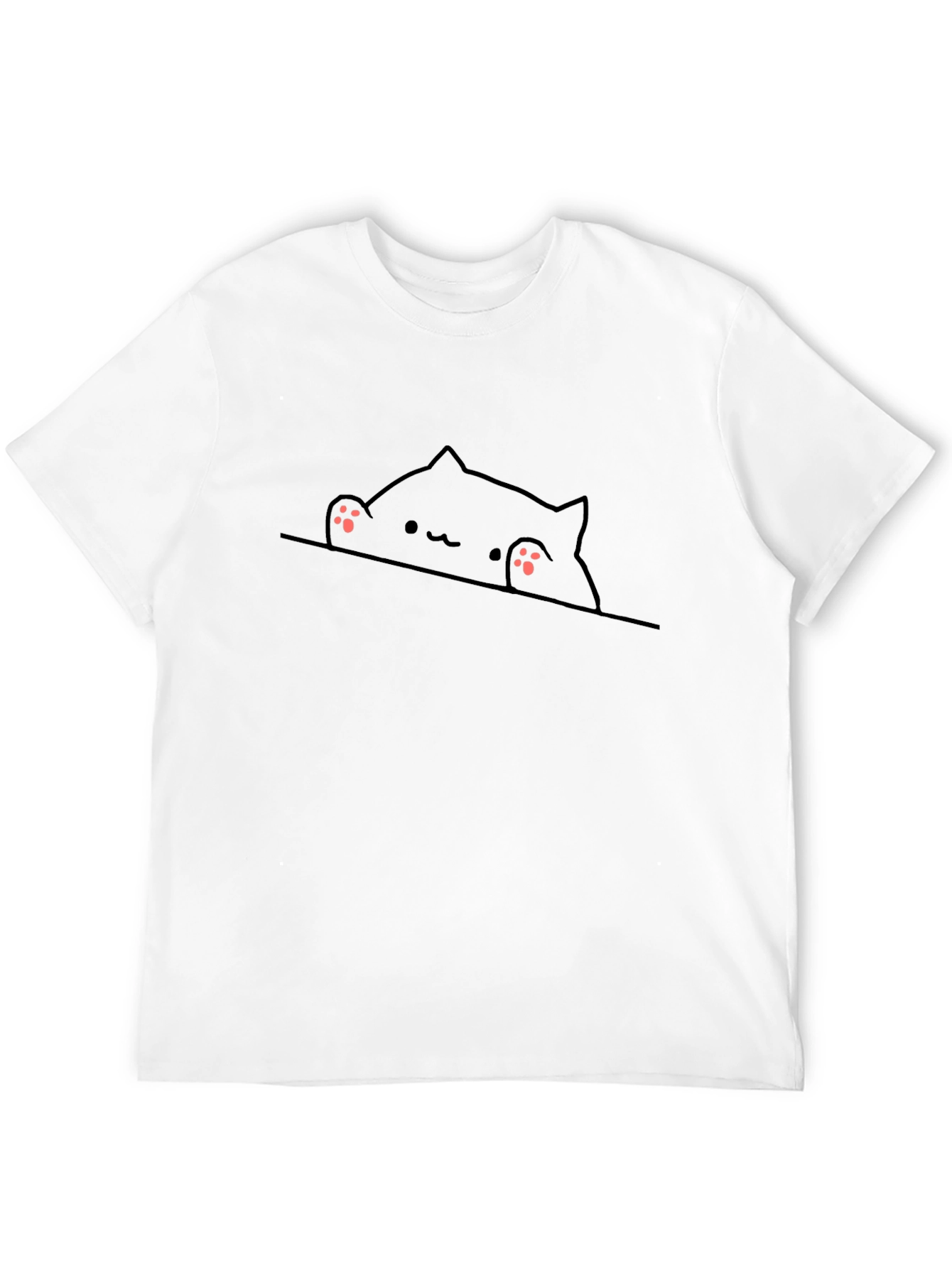 Cute Peek-a-Boo Cat Graphic Tee - Black
