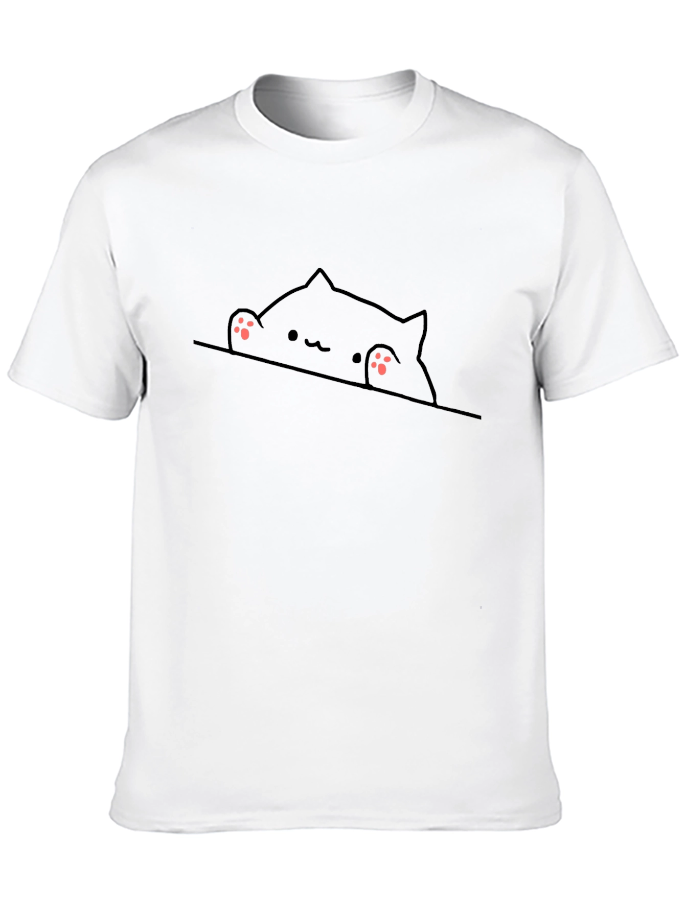 Cute Peek-a-Boo Cat Graphic Tee - Black