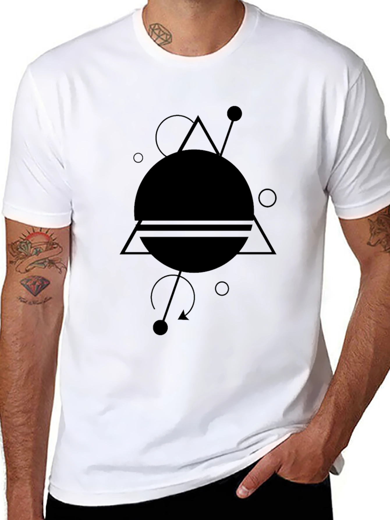 Geometric Design Black T-Shirt