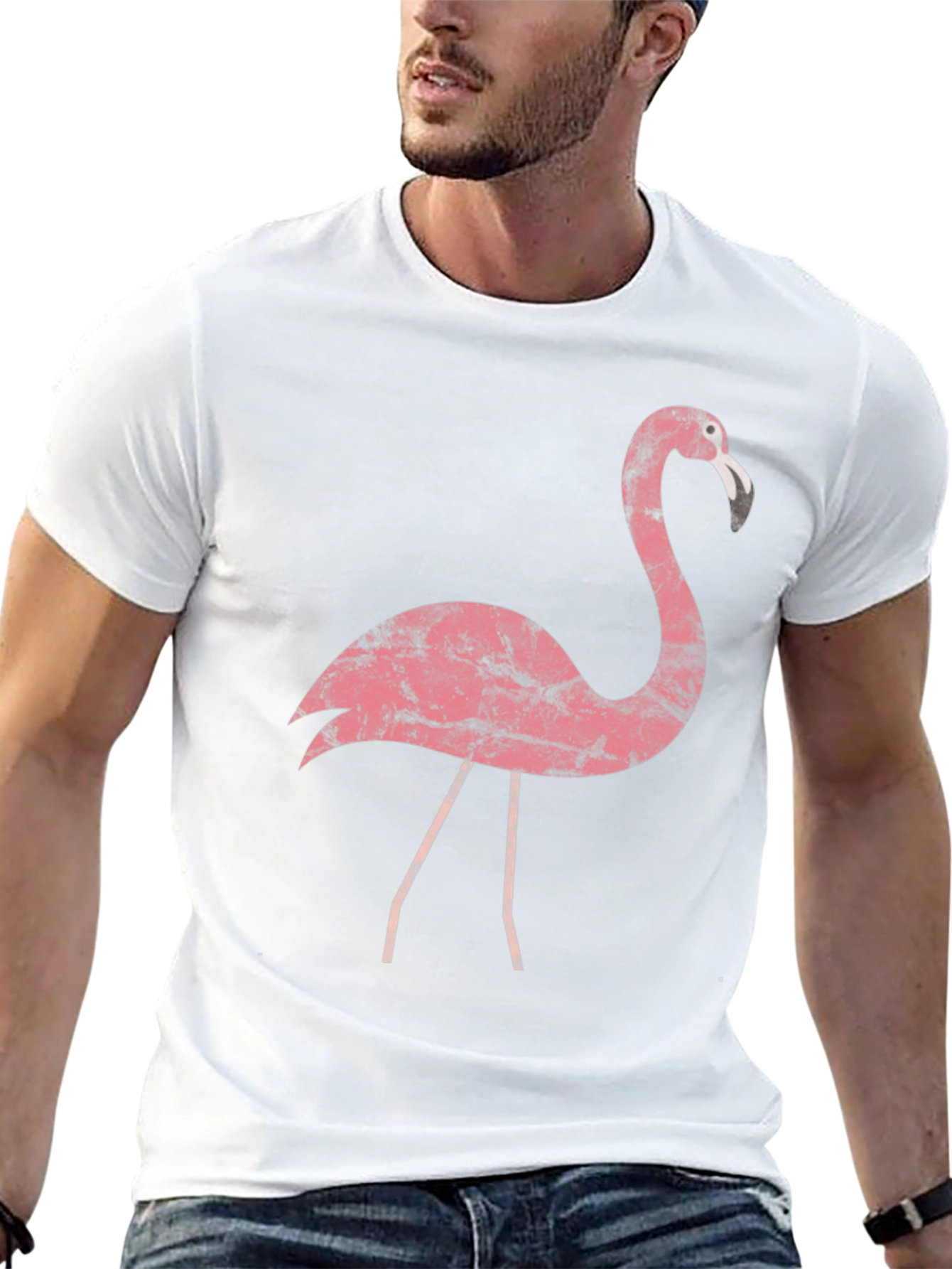 Pink Flamingo Graphic Tee - Casual Black T-Shirt