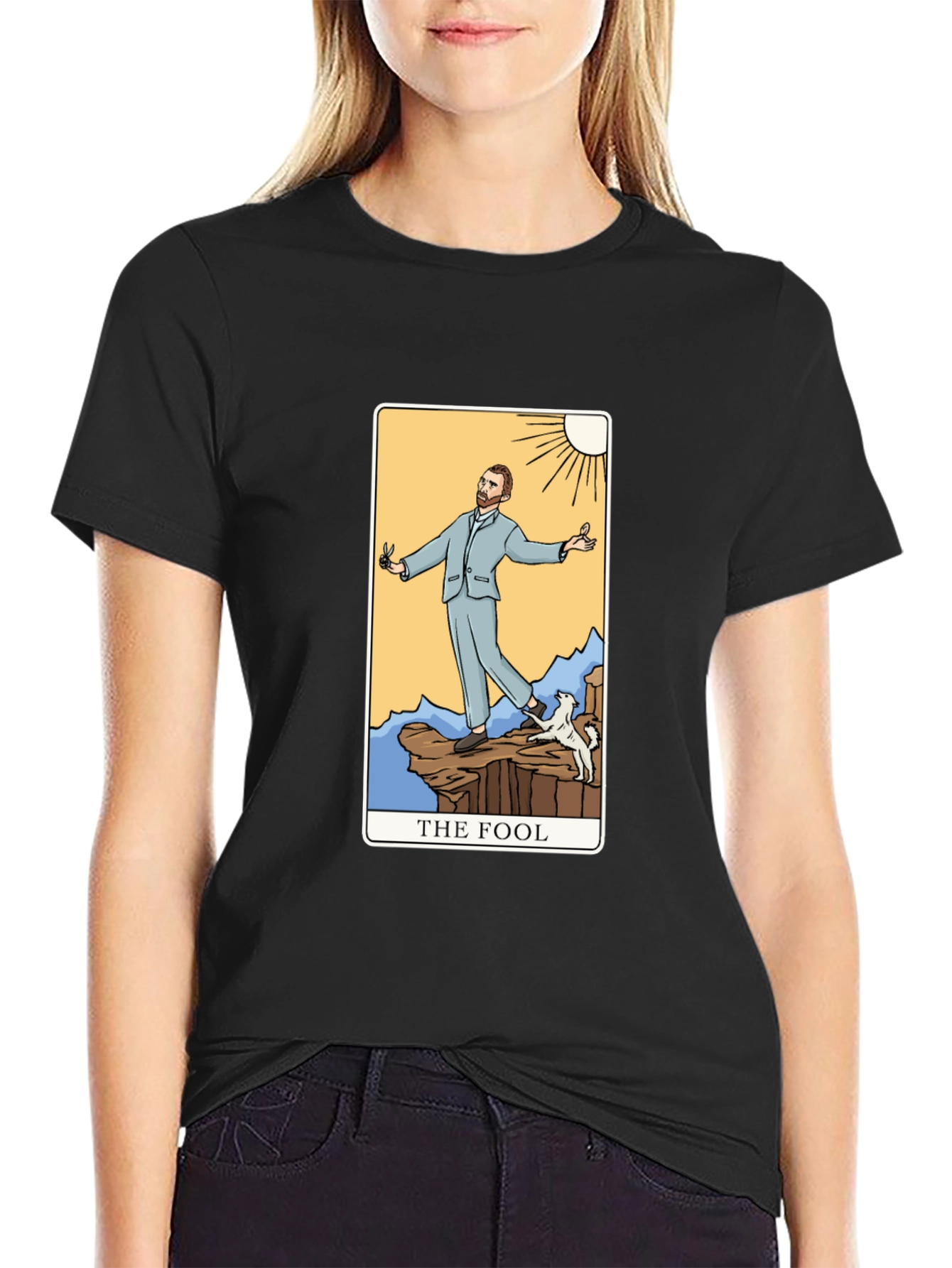 The Fool Tarot Card Graphic T-Shirt - Black